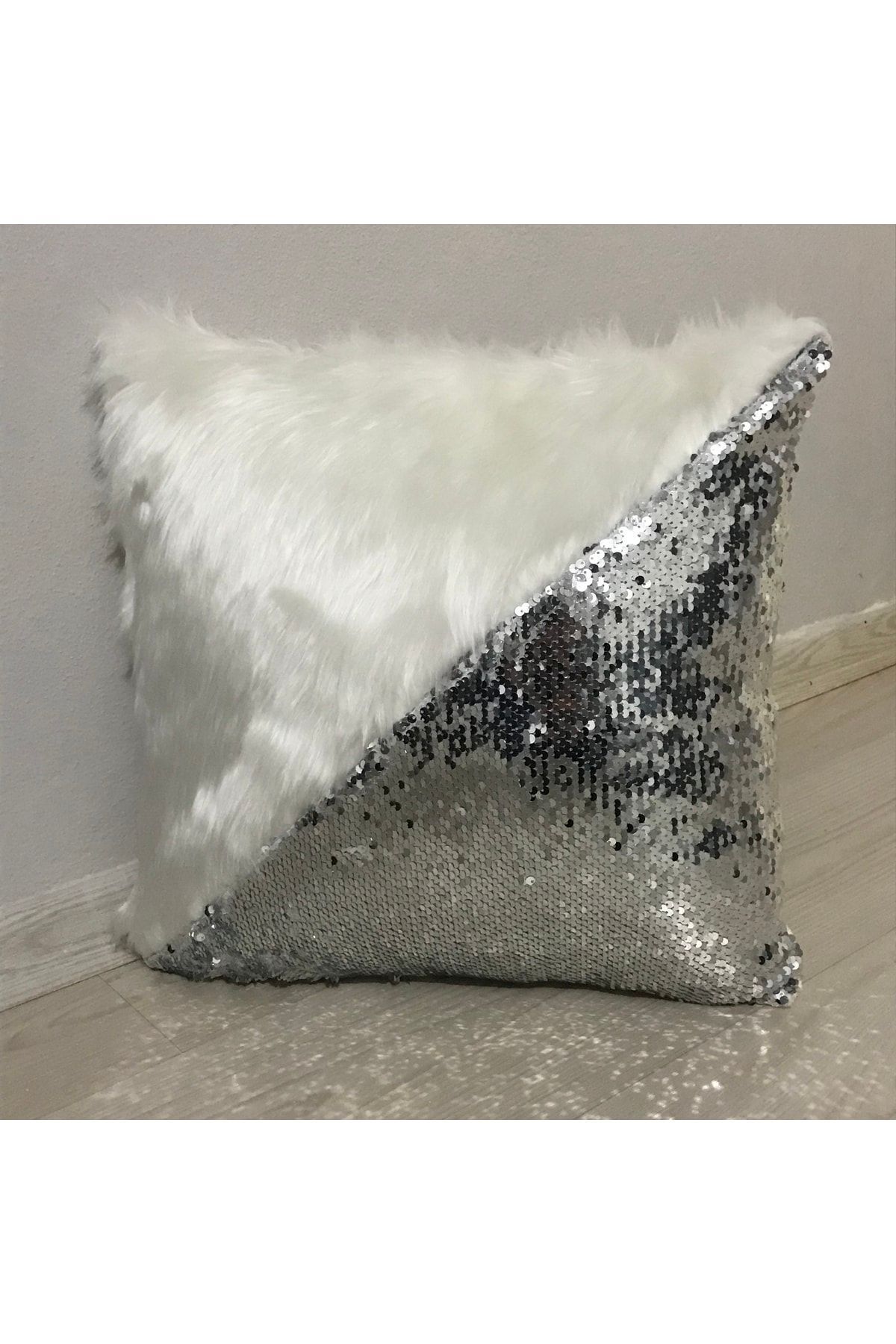 YILMAZHOME Husă De Pernă Triunghiulară De Pluș Cu Paiete - 42 x 42