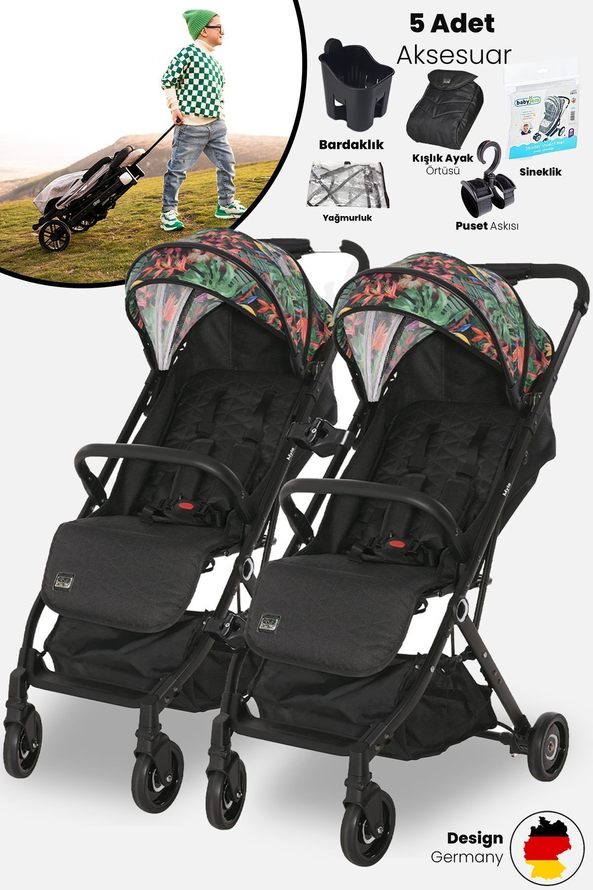 LORELLİ Lorelli Myla Plus Ayrılıp Birleşebilen Kabin Ikiz Bebek Arabası