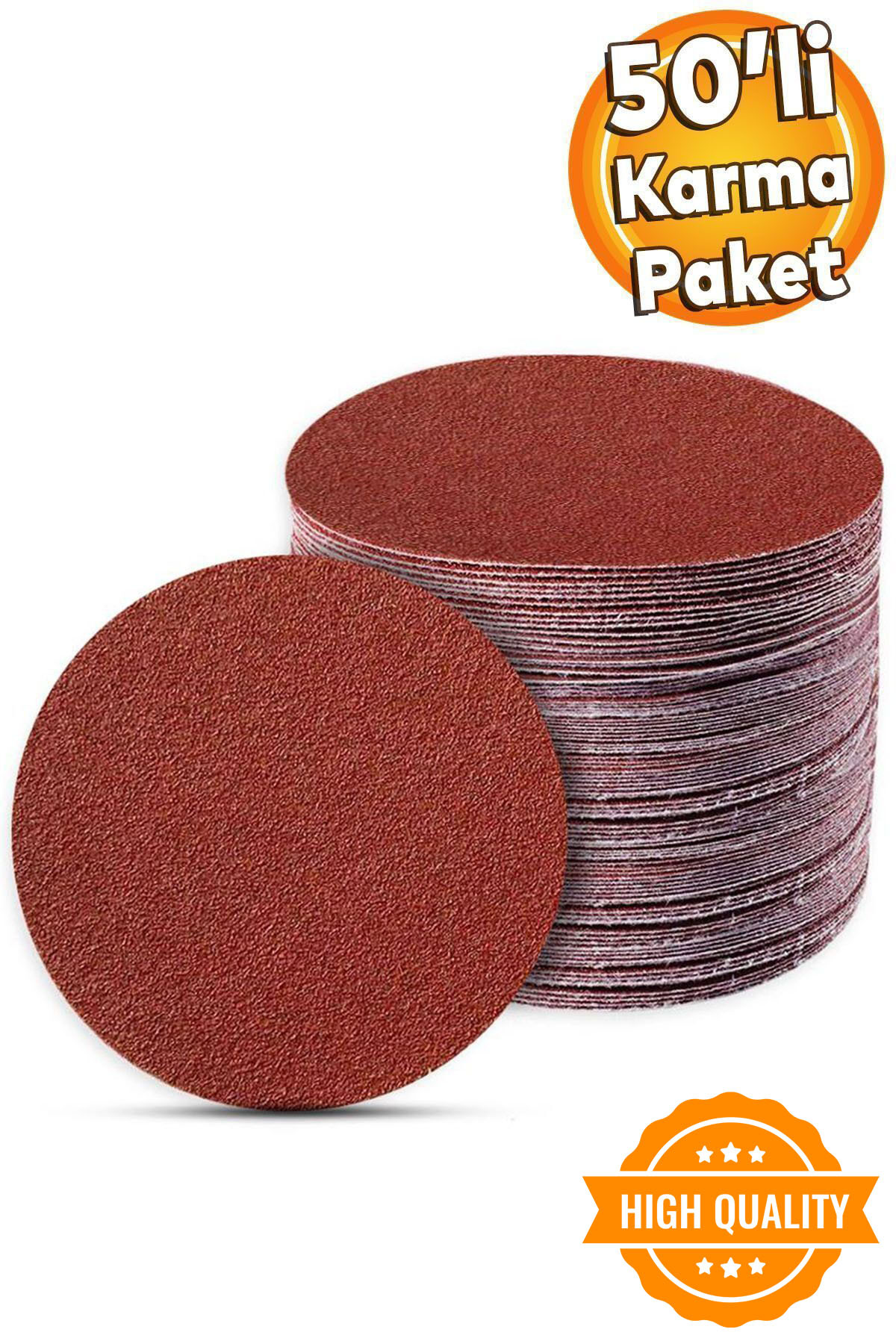 Badem10 50 Adet Cırt Zımpara Kağıdı El Zımparaları Seti 115 Mm Avuç Içi Spiral Taşlama Karma Paket