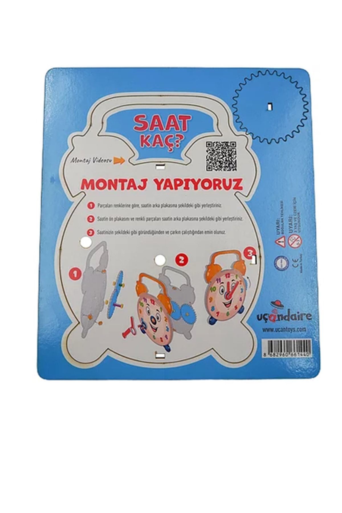 Uçandaire-Wooden Clock (Kindergarten Educational Toy) 4