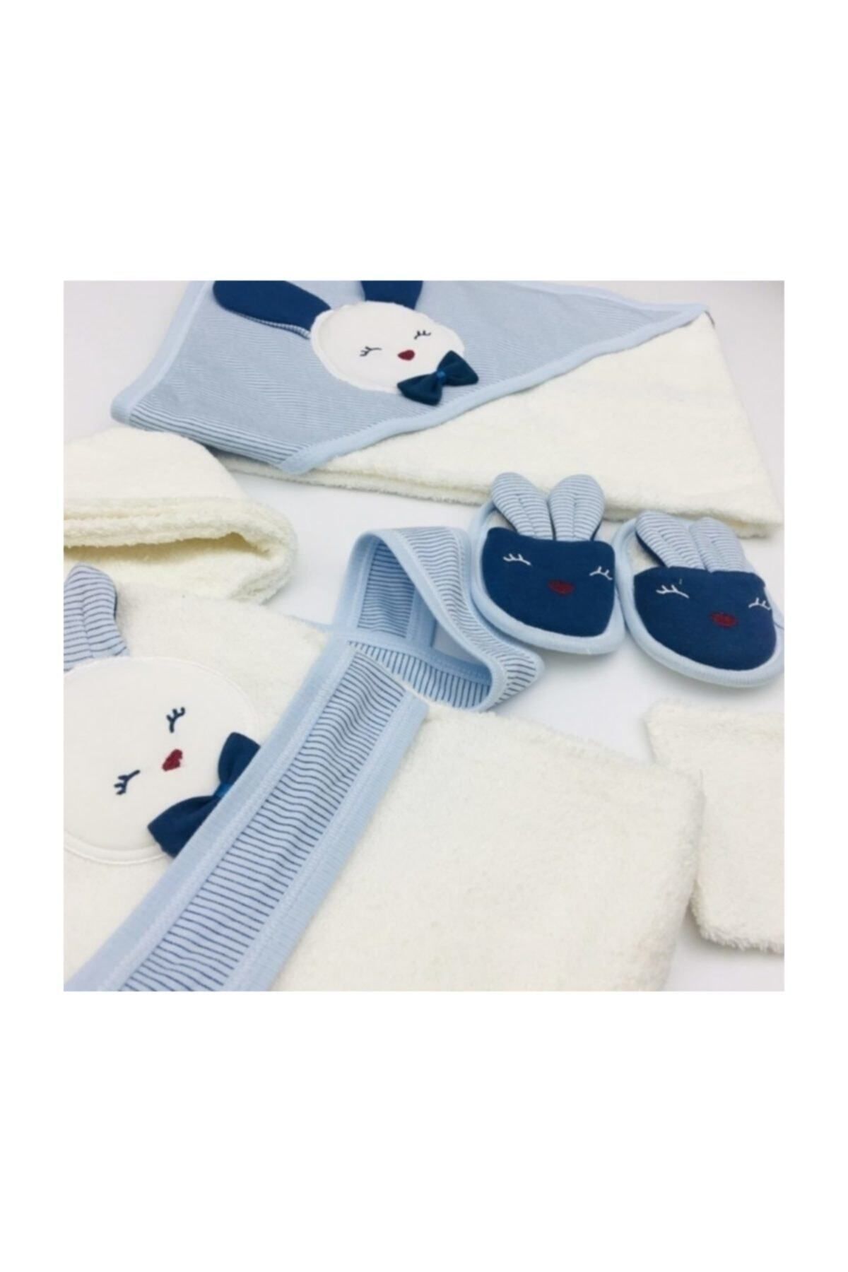 Gaye 4 Parça %100 Pamuk Bebek Bornoz Takımı fotoğrafı 2 (önizleme)