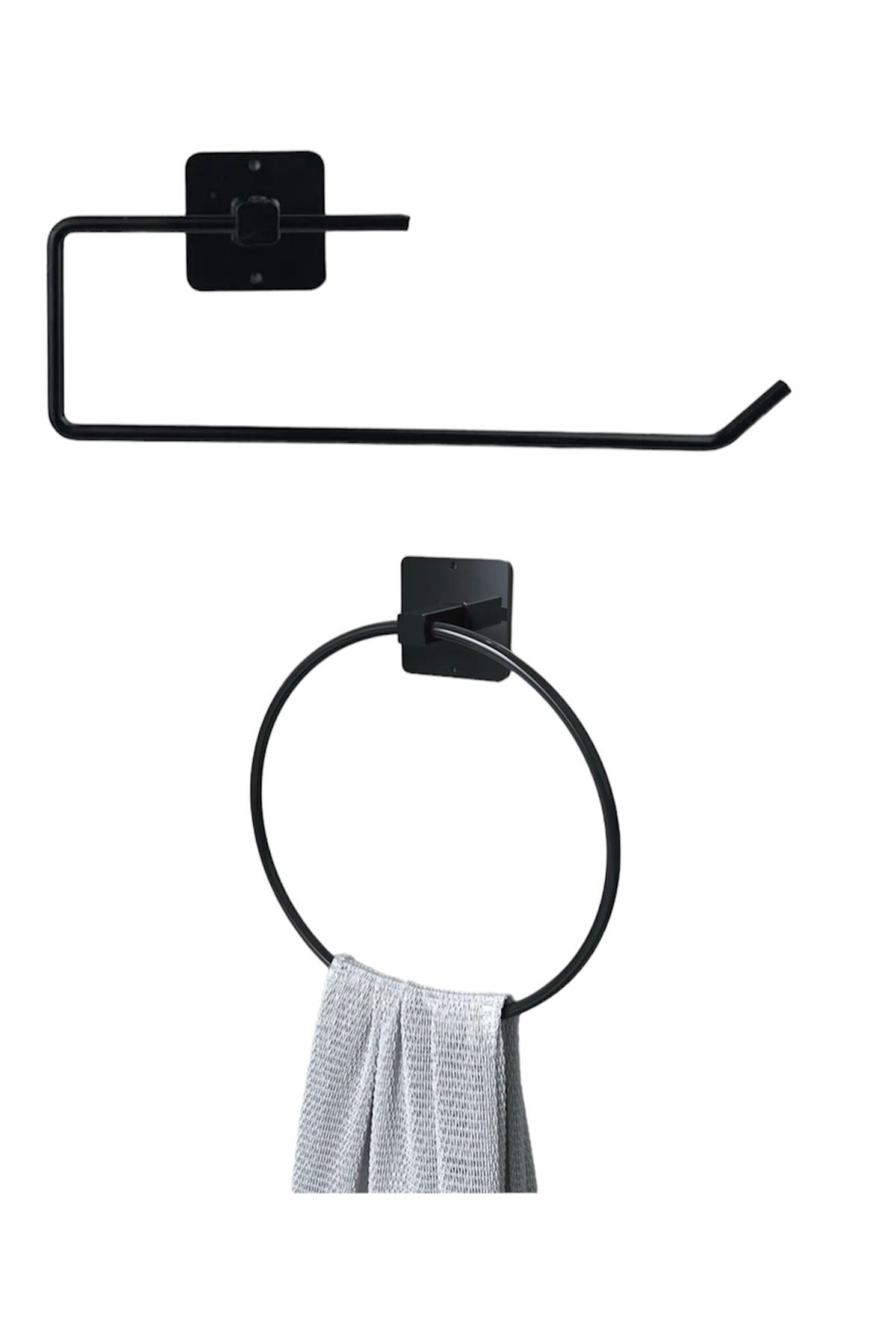 Adhesive Paper Towel and Round Towel Holder 2-Piece Set/Towel Holder Set
