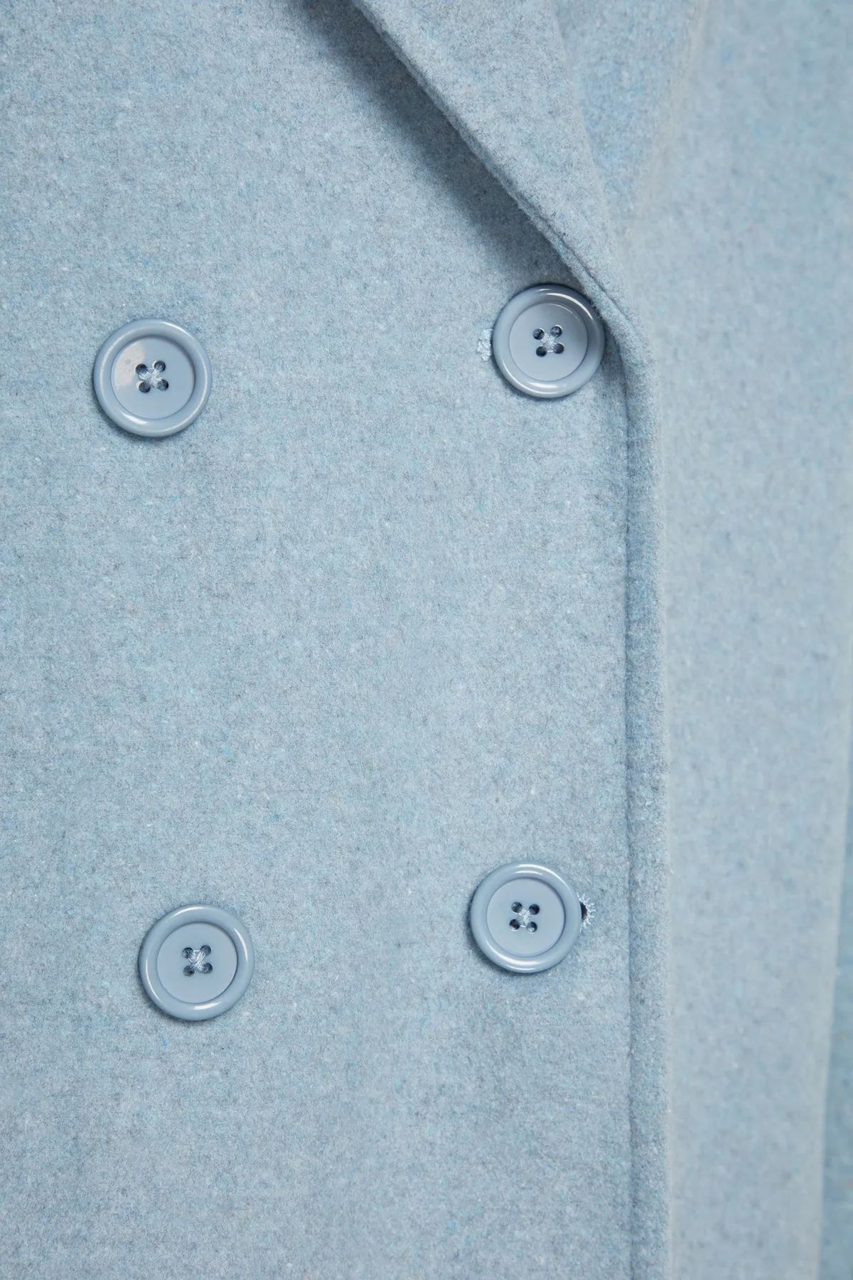 Trendyol Collection-Blauer, übergroßer, weit geschnittener, langer Wollmantel mit Stempelmuster TWOAW21KB0038 4