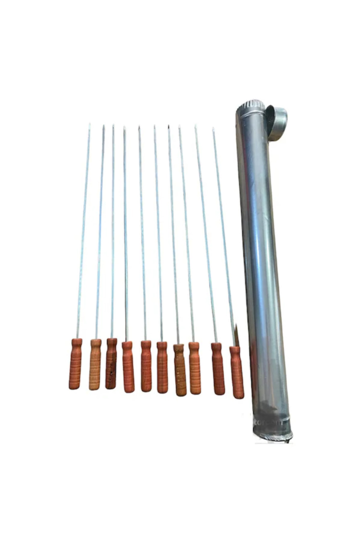 mobilreyon 10 Adet Ahşap Saplı Kare Şiş ve Şiş Kutusu , Ciğer Kuşbaşı Tavuk Şiş ve Şiş Kabı Hediye