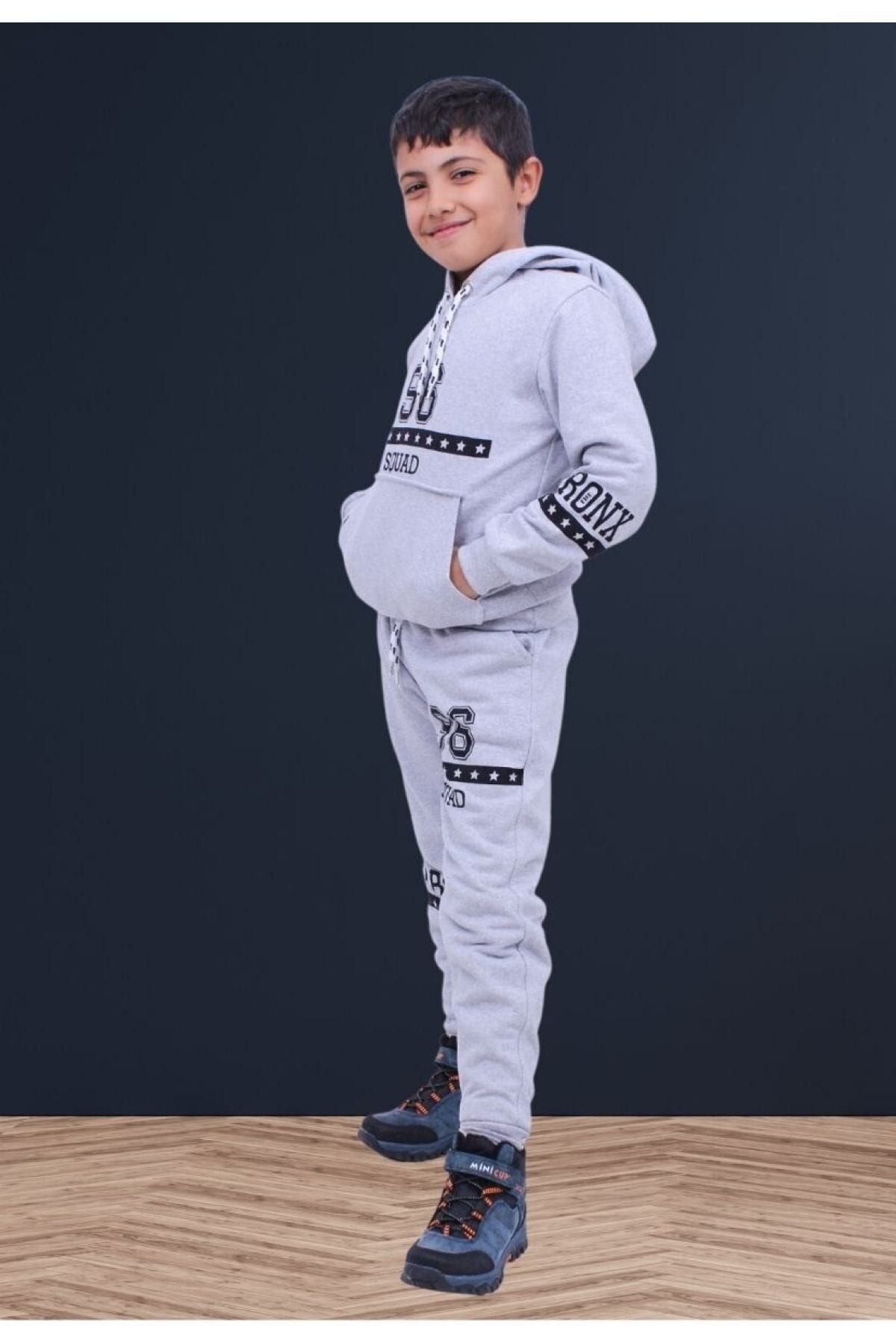 FYK COLLECTİON Set De Trening Cu Glugă Pentru Băieți - Buzunare Cangur, 96 De Text Imprimat Masculin - 4 years old