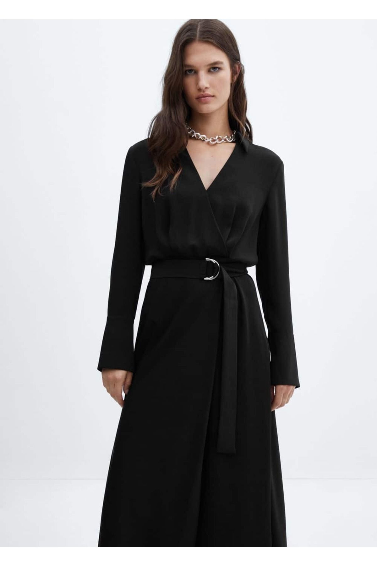 MANGO Woman Rochie Drapată Cu Nasturi Femeie - XS