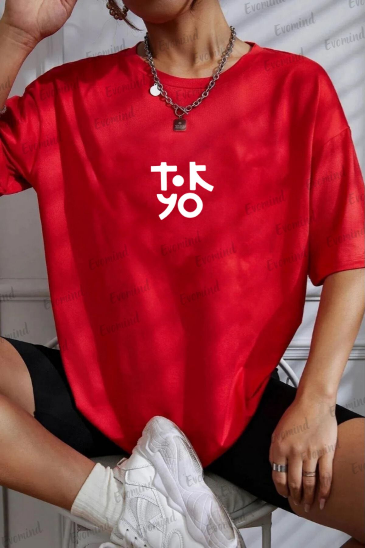 Evomind Tricou Oversize Unisex Cu Imprimeu Tokyo Unisex - S