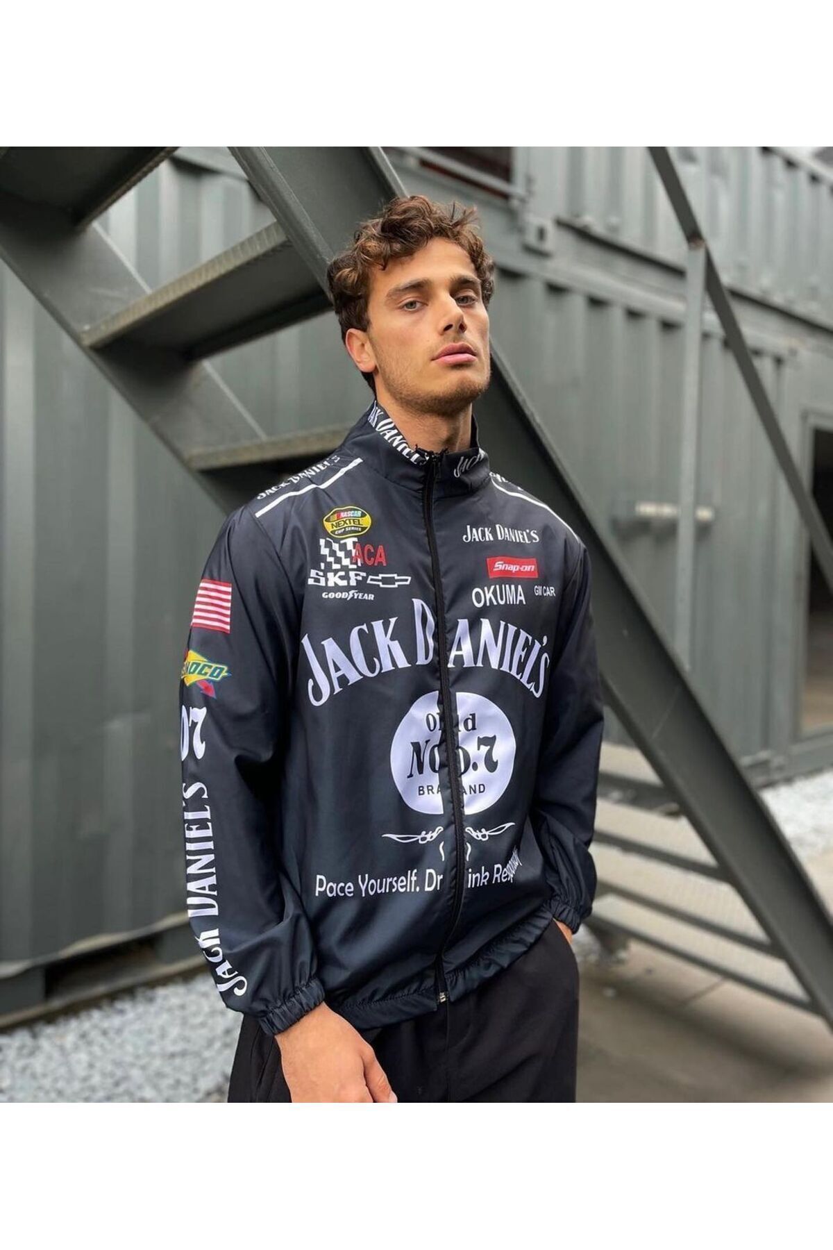 Justin JACK DANIEL S Oversize Unisex Parachute Jacket Raincoat Trendyol