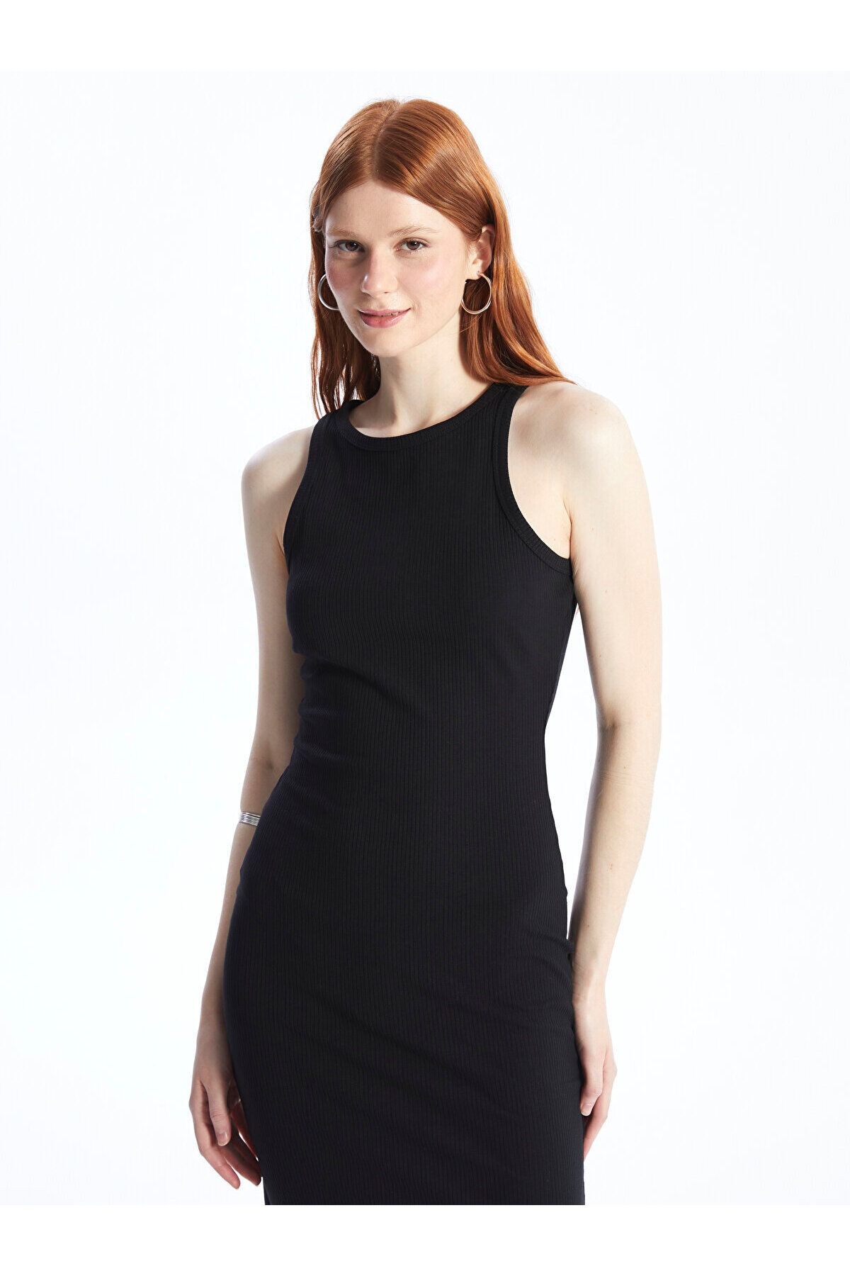 LCW Kadın Bisiklet Yaka Düz Bodycon Elbise