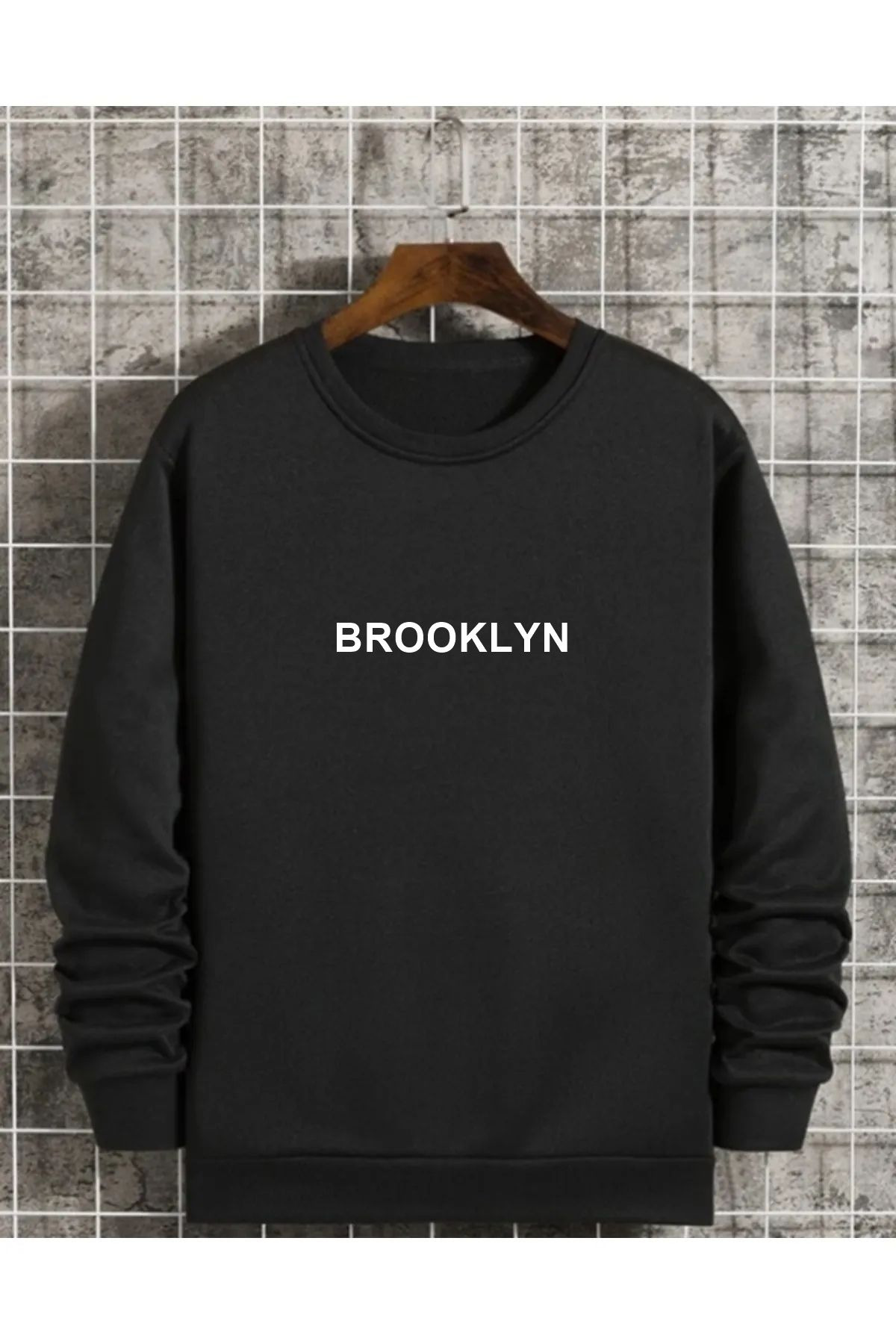 EFFRENATU Üniseks Brooklyn Baskı Oversize Sweatshirt görsel 2