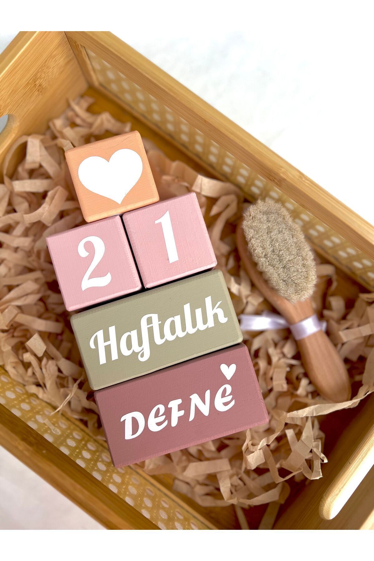 mogokids Anne bebek anı küpü renkli set beyaz yazılı pembe krem fotoğrafı 3 (önizleme)