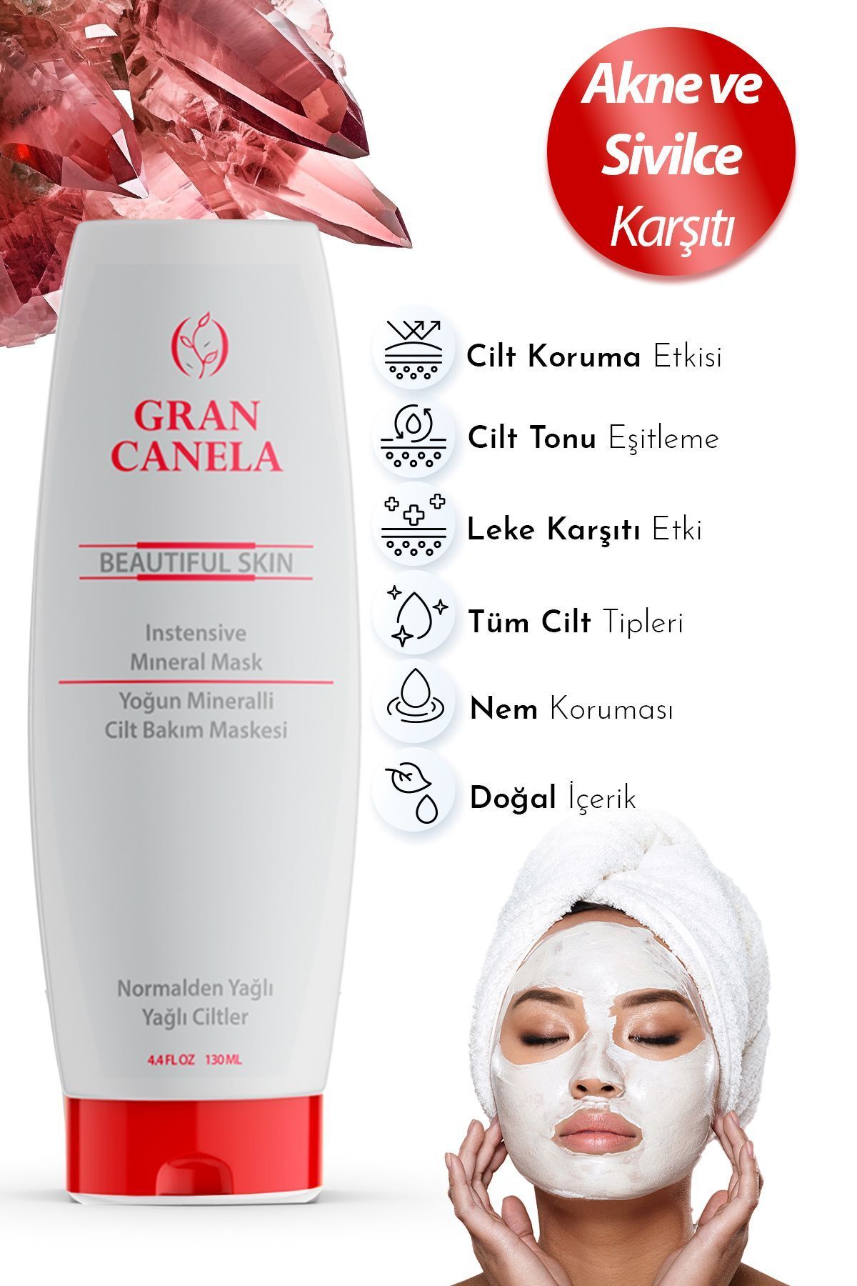 ماسک مراقبت از پوست با مواد معدنی شدید برای پوست های چرب 130 میلی لیتر GRAN CANELA