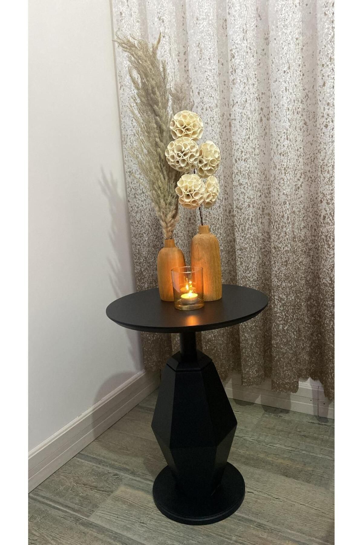 Tekli Mantar OSCAR Yan Sehpa Mdf Siyah 55 cm GD-MP0101-1