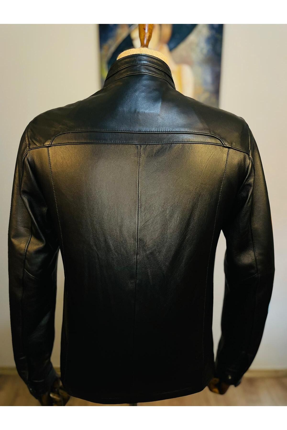 ژاکت مردانه مشکی ALWAYS LEATHER | 1803340038 اورجینال - تصویر 5