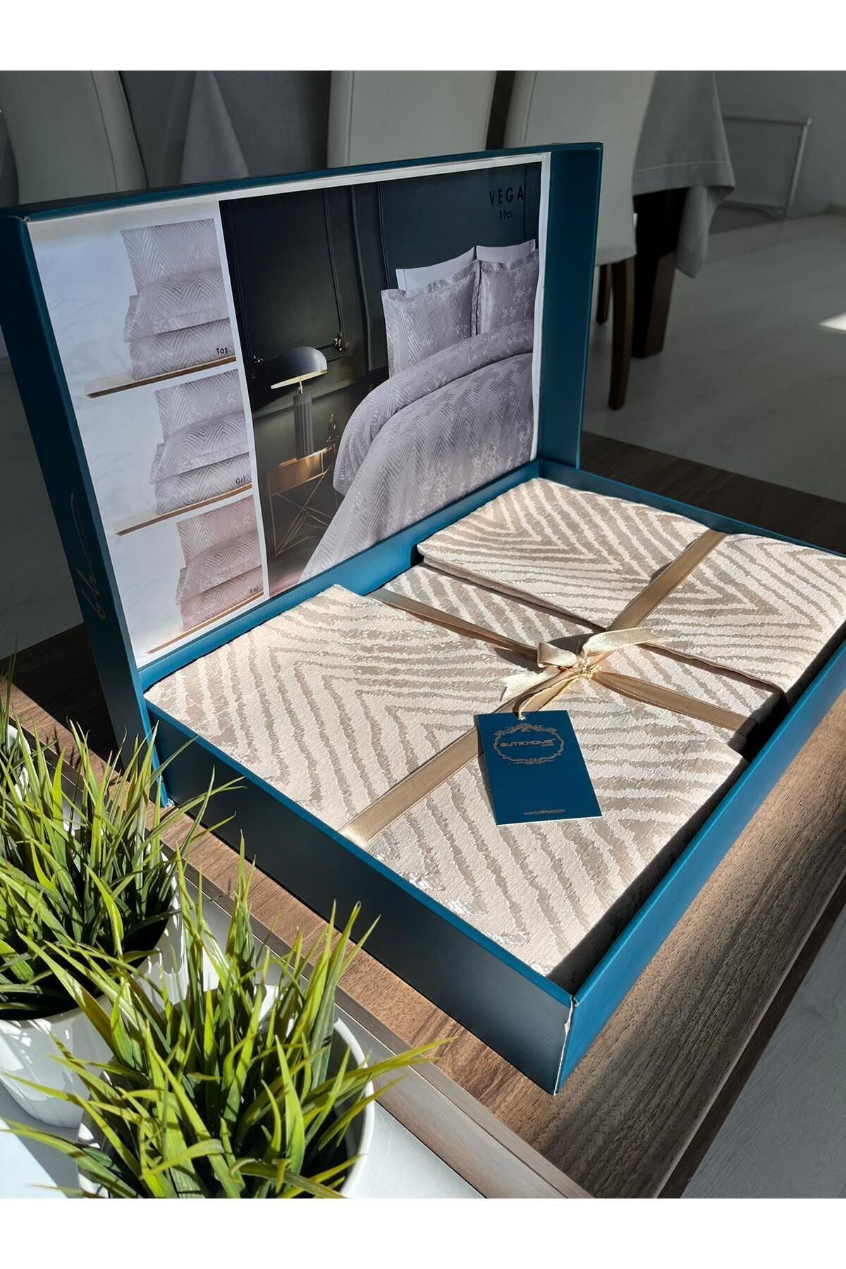 VEGA ÇİFT KİŞİLİK SADE MODERN GEOMETRİK DESEN YATAK ÖRTÜSÜ 250X260CM KUTULU 5