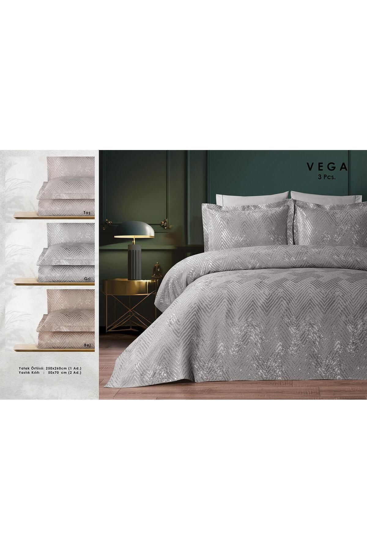 VEGA ÇİFT KİŞİLİK SADE MODERN GEOMETRİK DESEN YATAK ÖRTÜSÜ 250X260CM KUTULU 8