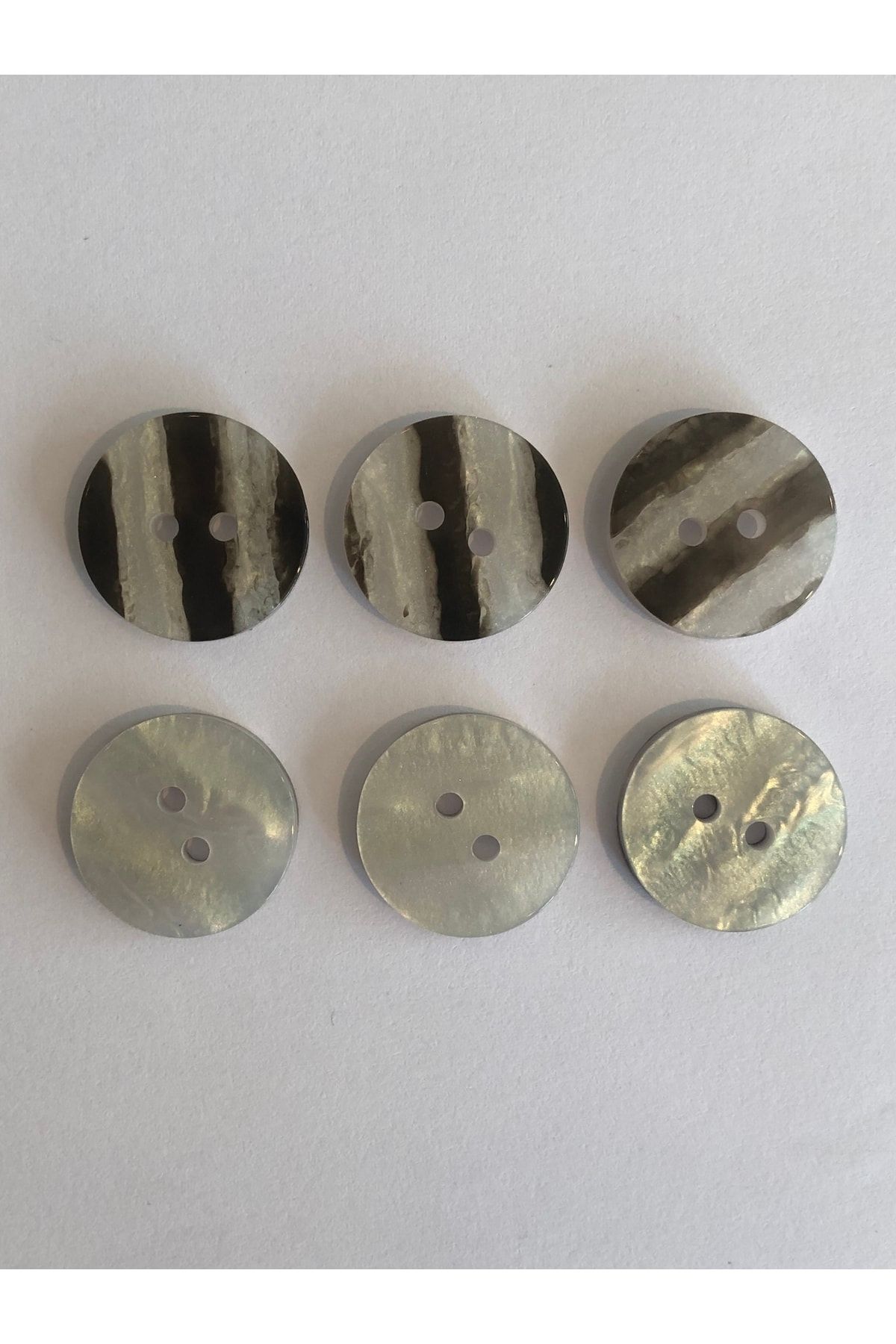 aensia-Striped Pearl Thick Button 28 Size Flat Button Pearl Look Polyester Button - Pack of 6 Buttons 2