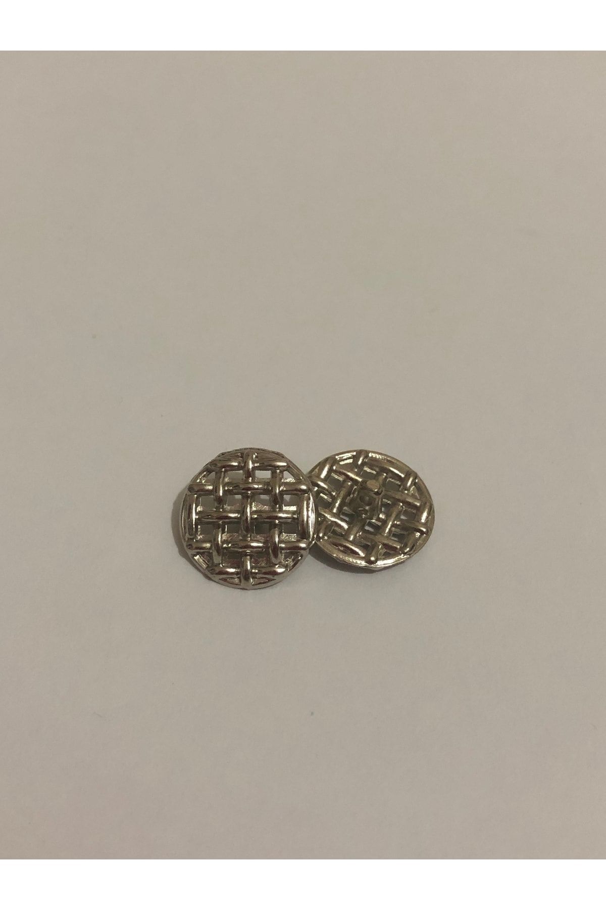 aensia-Silver Silver Mesh Straw Button Small Size Button 24 Size Button Metalized Plastic Button - Pack of 6 4