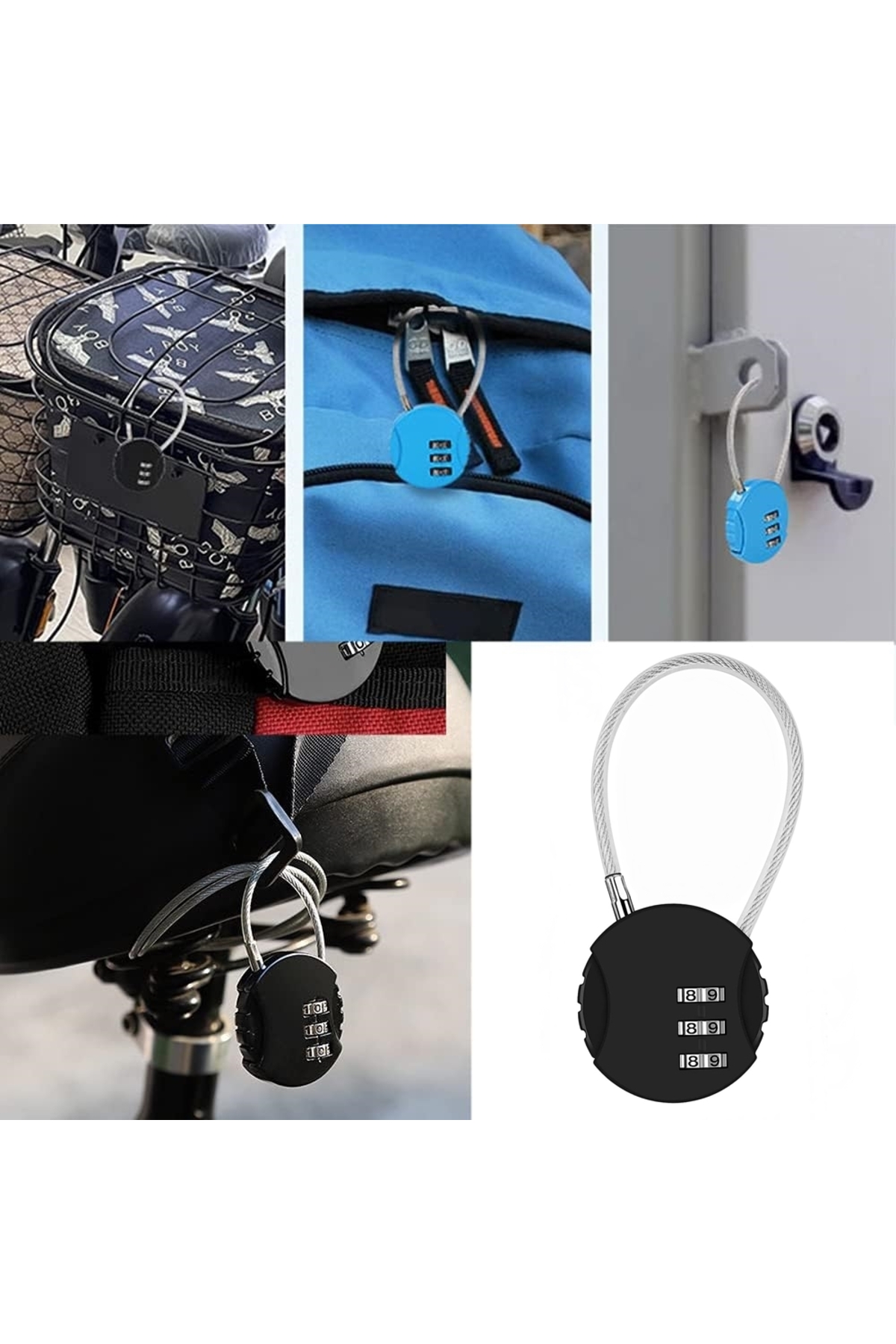 3'lü 39mm. Şifreli Valiz Kilidi - Seyahat Bavul Kilidi -Çanta Kilidi-Asma Kilit-Şifreli Çanta Kilidi 5