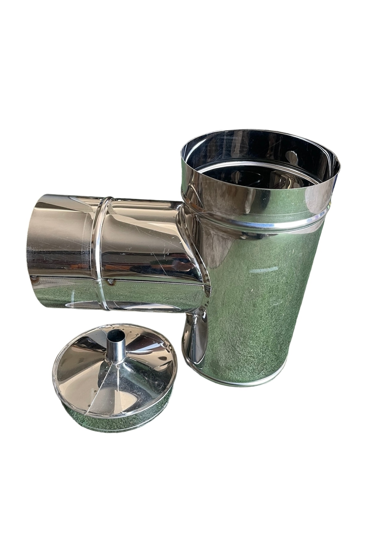 TOPSÖKEN Paslanmaz 13 x 13 Cm Çapında Baca Dirseği Hunili