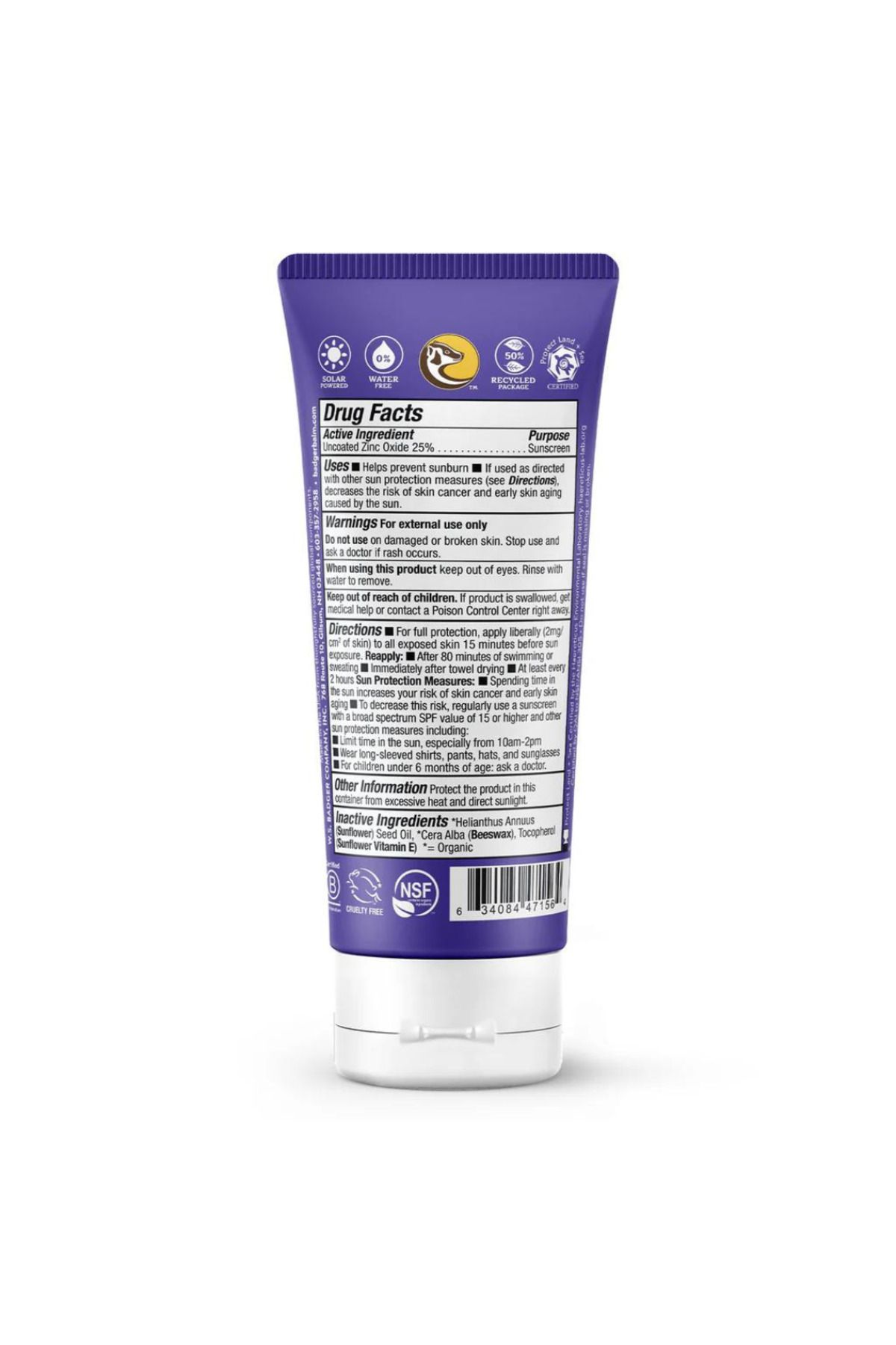 ضد آفتاب ادونچر اسپرت ارگانیک SPF50 87 میلی لیتر Badger