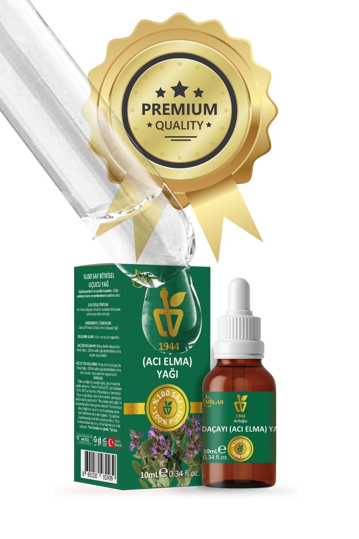 روغن مریم گلی سیب تلخ 10ml %100 خالص آربلا آریفوغلو