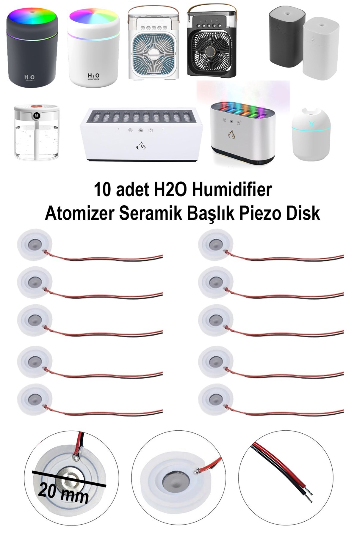 PRİME HOME 10 adet Humidifier Atomizer Seramik Başlık Piezo Disk  Ultrasonik Ortam Oda Nemlendirici