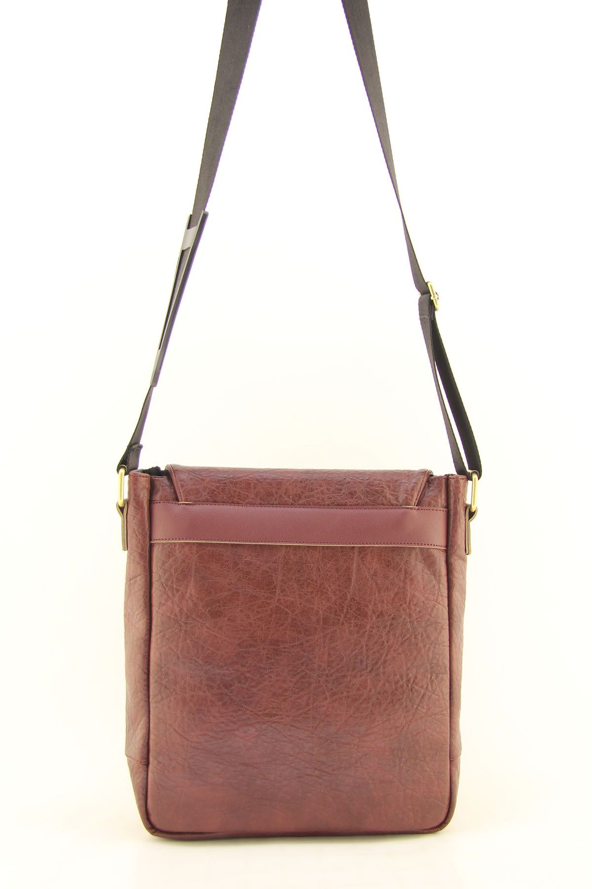 HNB-Claret Red Faux Leather Unisex Waterproof Laptop Bag - Business School Paperwork Postman 5