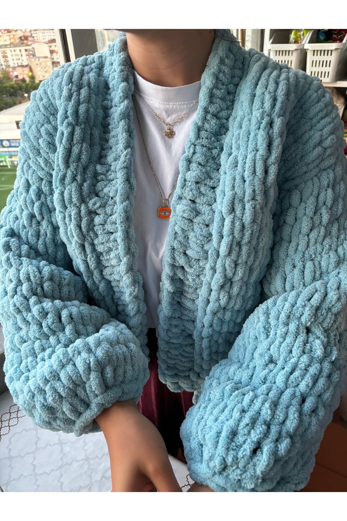 thedesigninsidef Alize Puffy Cardigan Relaxed Fit Trendyol