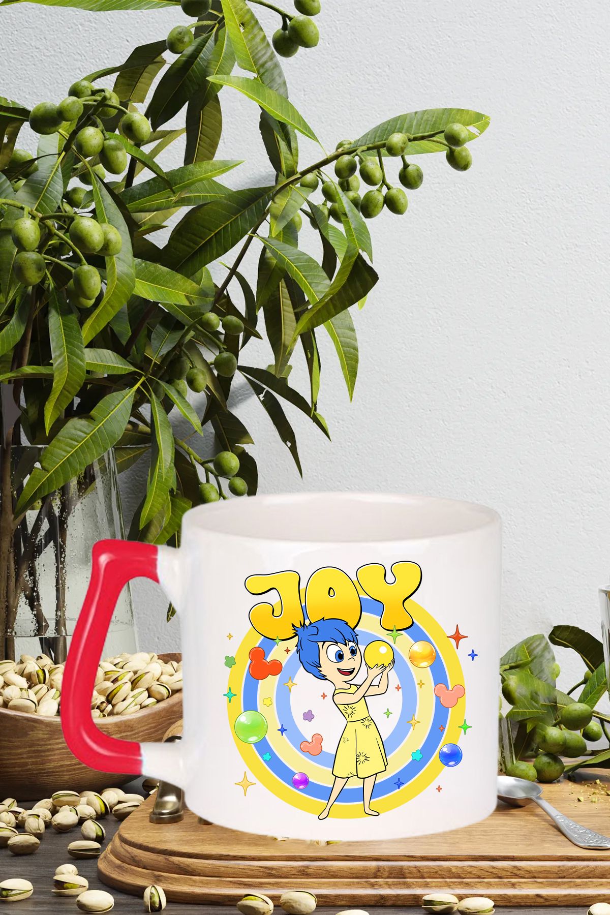 Vons-Joy Cheerful Reverse Face Series - Ceramic Nescafe Mug with Red Handle 1