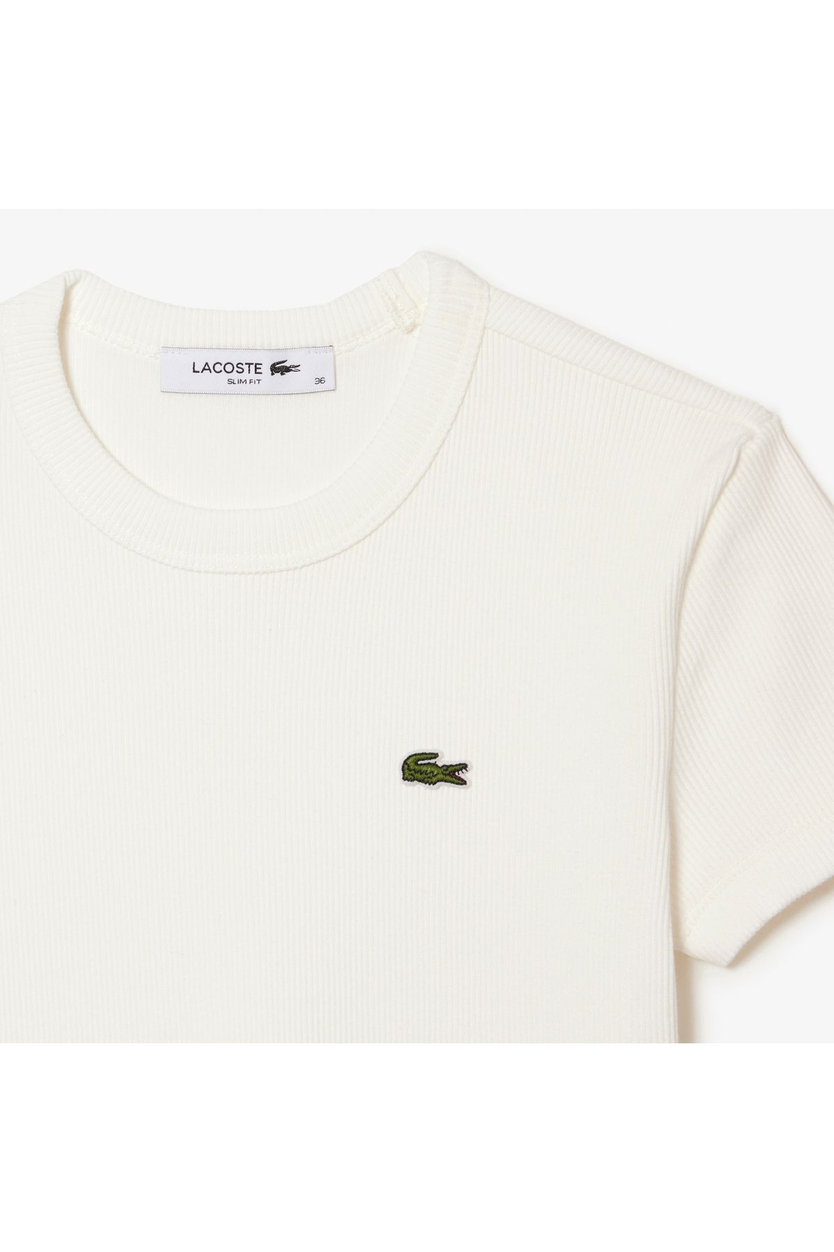 Lacoste Kad n Bisiklet Yaka Beyaz T shirt Kad n Giyim