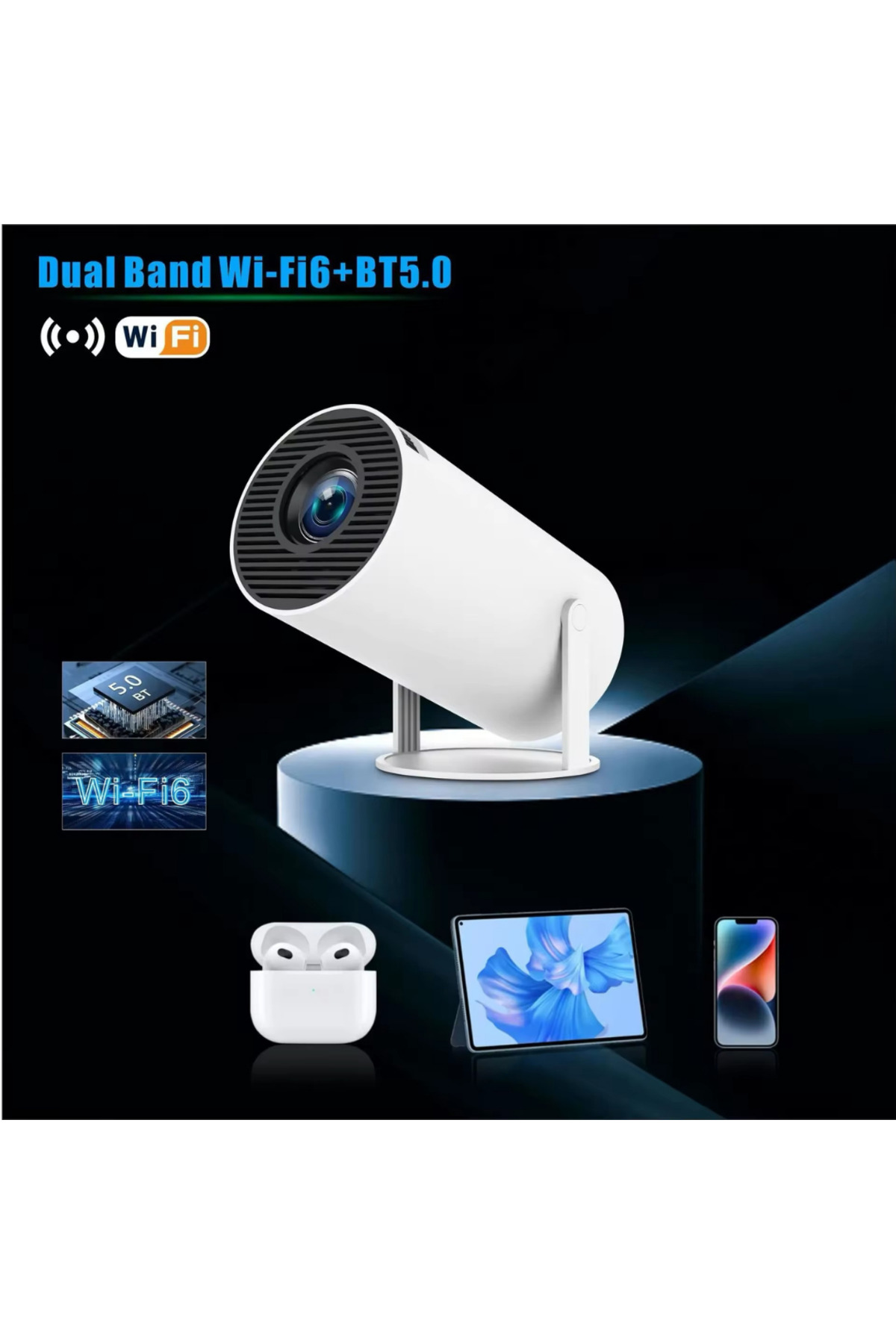 LOBO 2.4 Wireless Powered Projector + Game 2 in1 Professional Chip M300 MAX 7