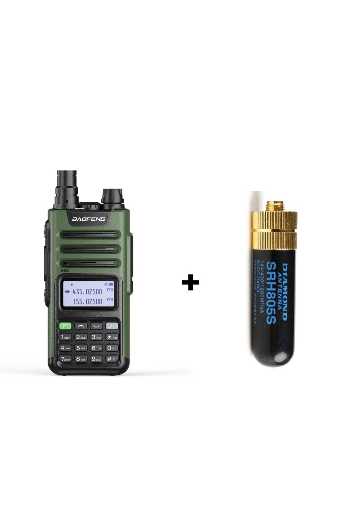 Uv-13 pro yeşil+bıdık anten