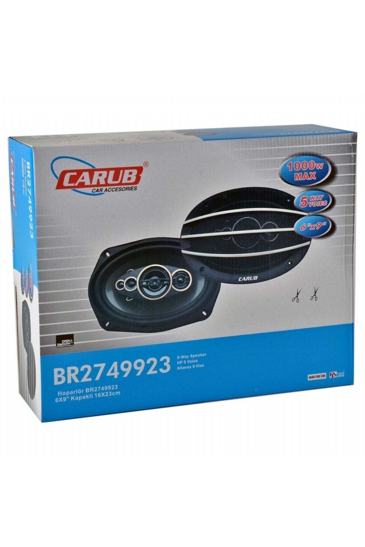 Carub 16x22 Cm Oval Hoparlör 6x9 Inç Kapaklı 1000w 5 Çıkışlı