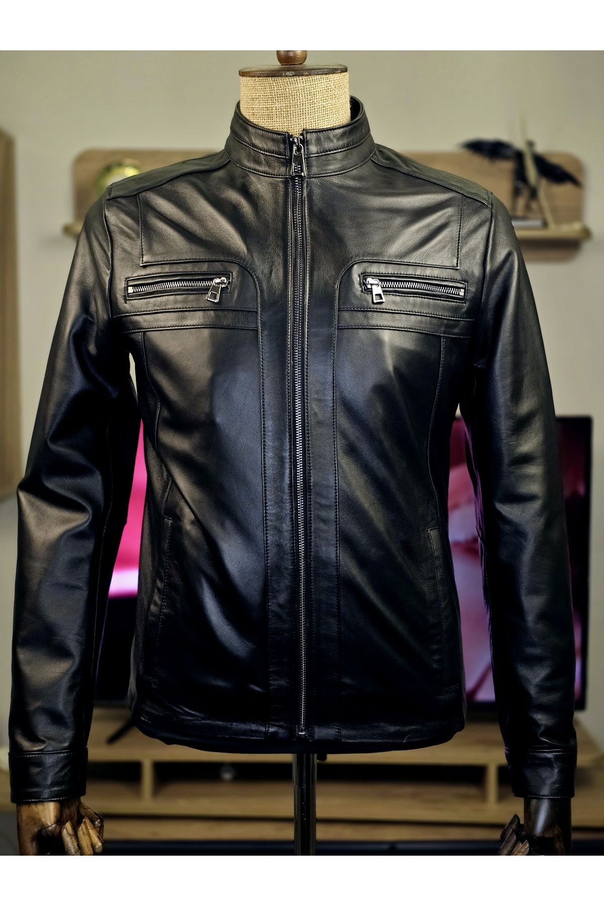 ژاکت مردانه مشکی ALWAYS LEATHER | 1803340038 اورجینال - تصویر 2