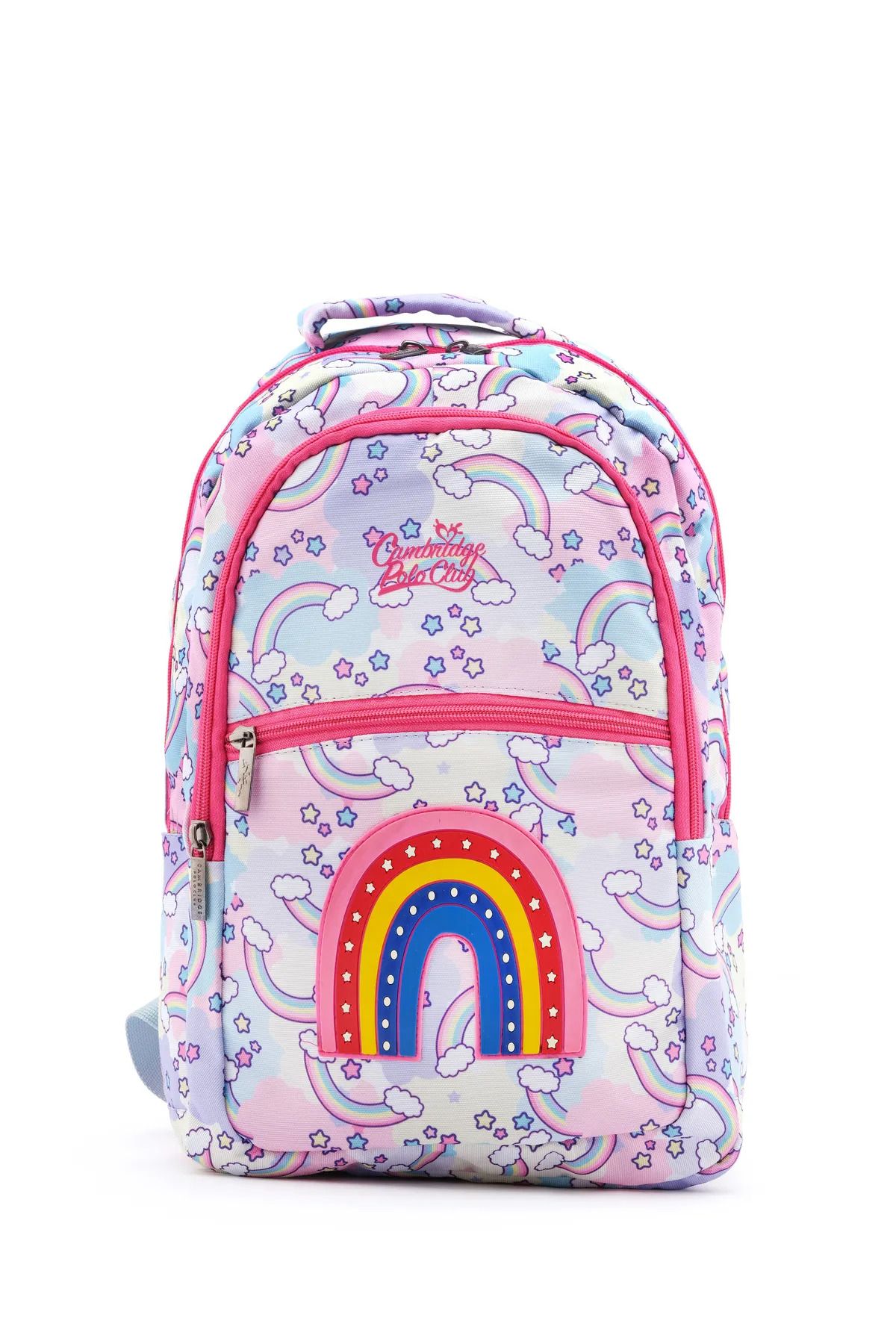 کیف مدرسه دخترانه و بچگانه رنگین کمان زیبا با طرح 3 GIRL SCHOOL BAG مجموعه CPO4049.SET Cambridge Polo Club