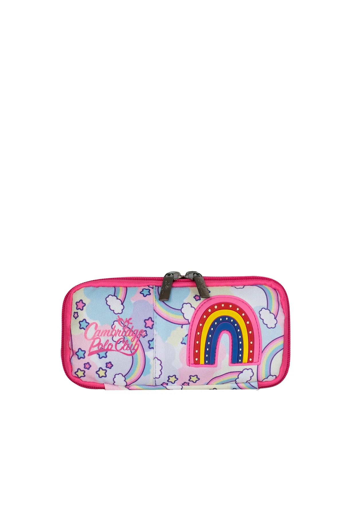کیف مدرسه دخترانه و بچگانه رنگین کمان زیبا با طرح 3 GIRL SCHOOL BAG مجموعه CPO4049.SET Cambridge Polo Club