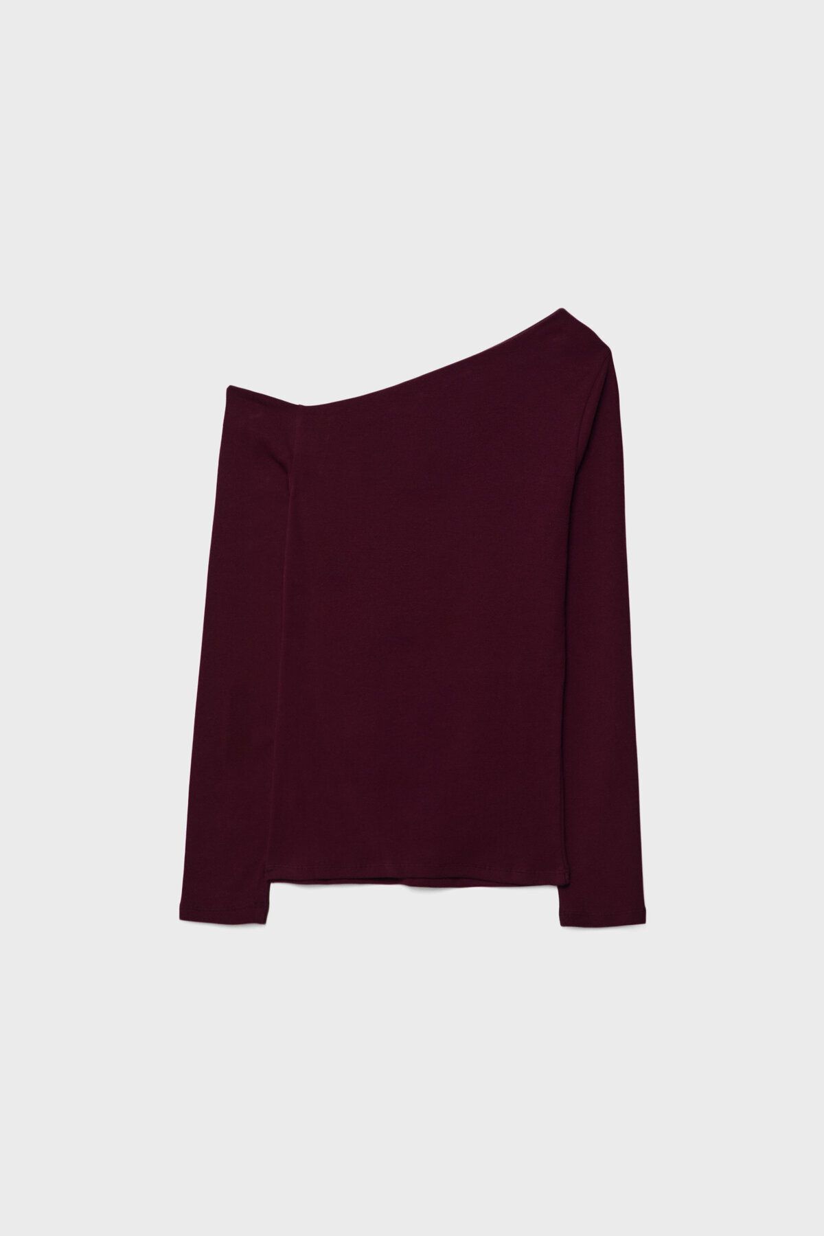 Asimetrik yaka t-shirt