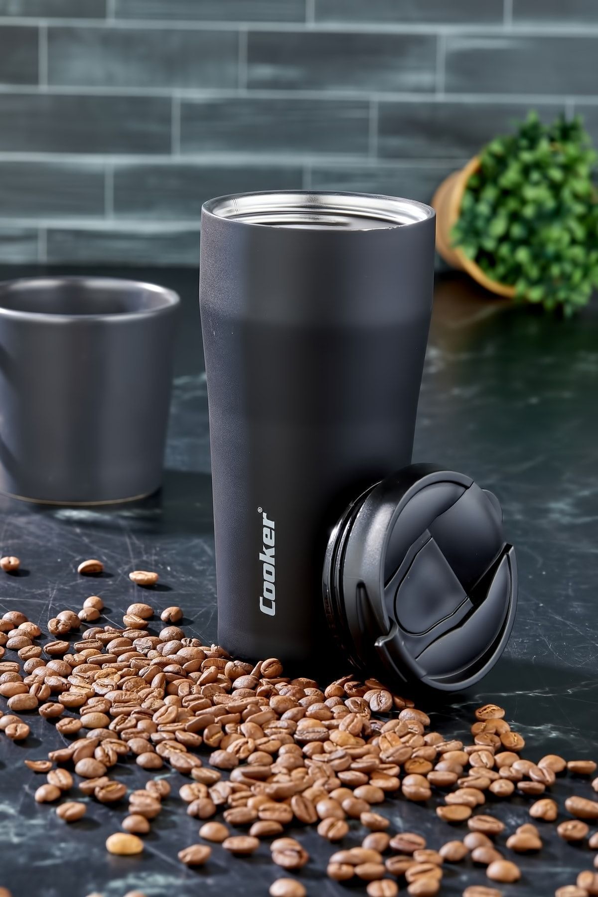 فلاسک مشکی 0.40 میل ترموس استیل ضدزنگ دو طبقه Tea Picnic Camp Outdoor Office Hotel Cafe Cooker