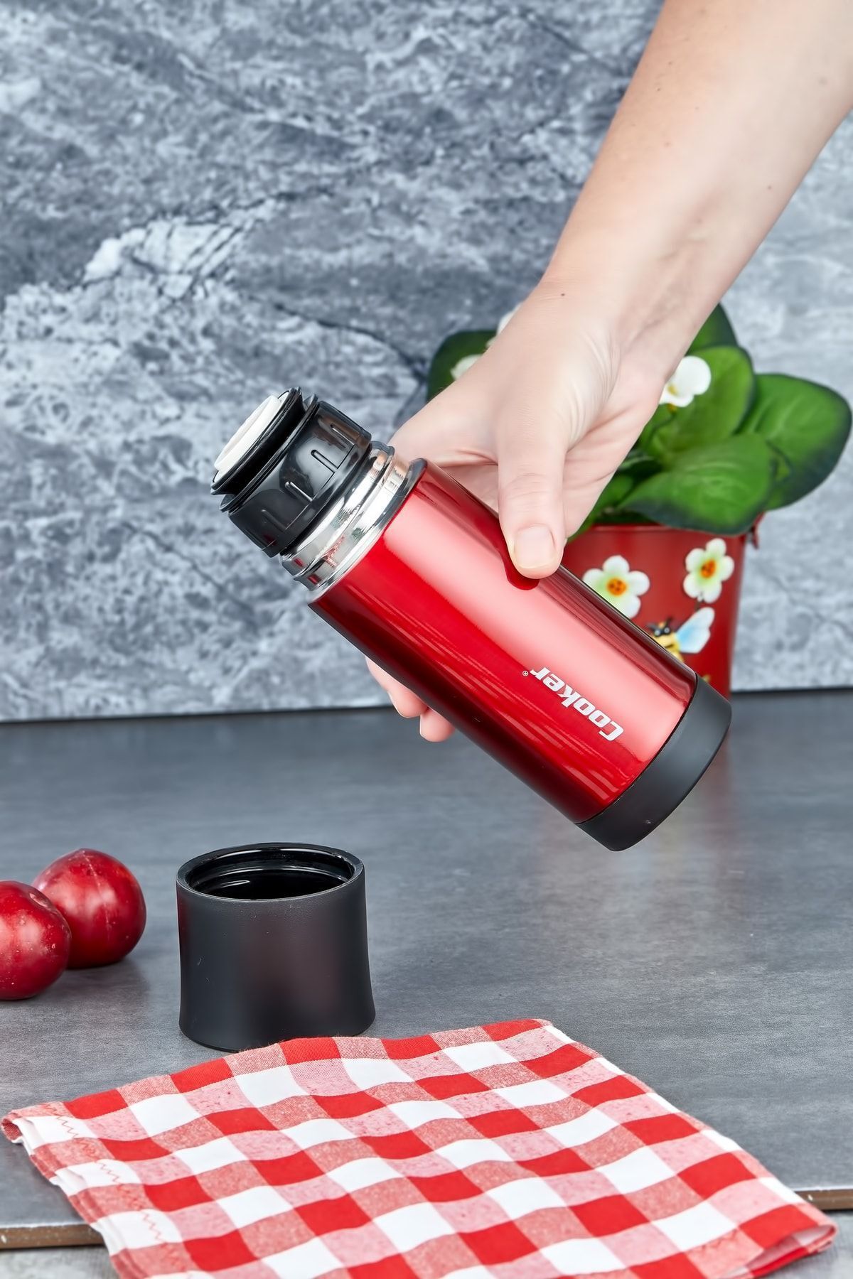 فلاسک قرمز به علاوه 300 میل روند استیل ضدزنگ ترموس پیک نیک چای قهوه اردوگاه Cooker