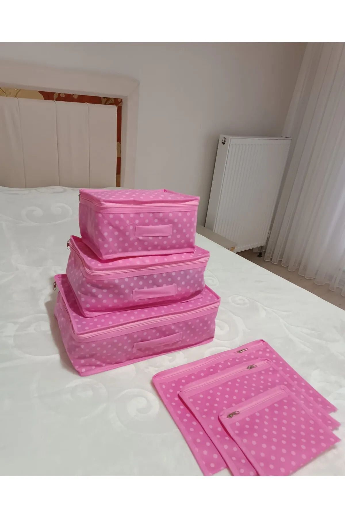 ALERİA CONCEPT-Organizator de valiză cu model de buline roz 6 bucăți (plasă) 4
