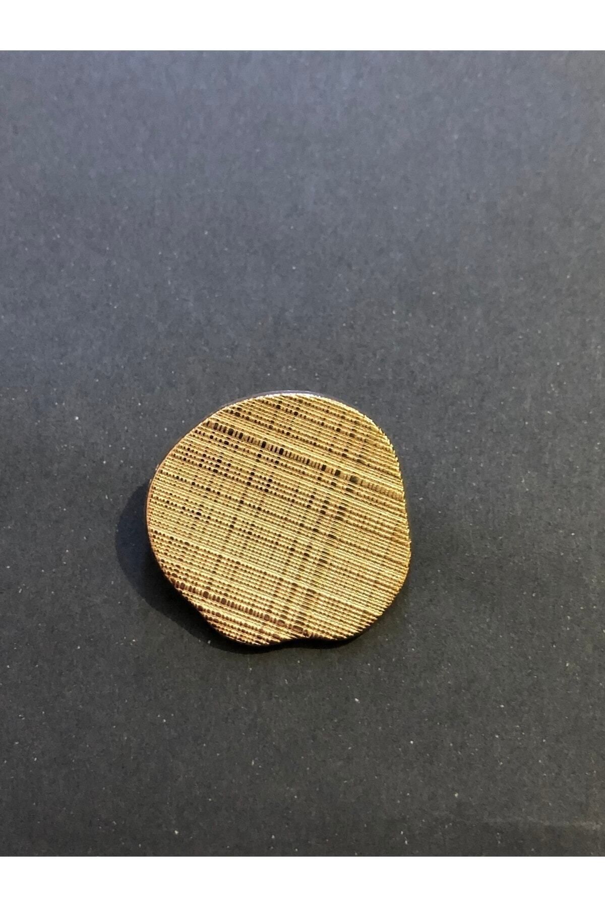 aensia-Gold Gold Striped Curved Large Circle Button Metal Button 48 Size Button - Pack of 3 3