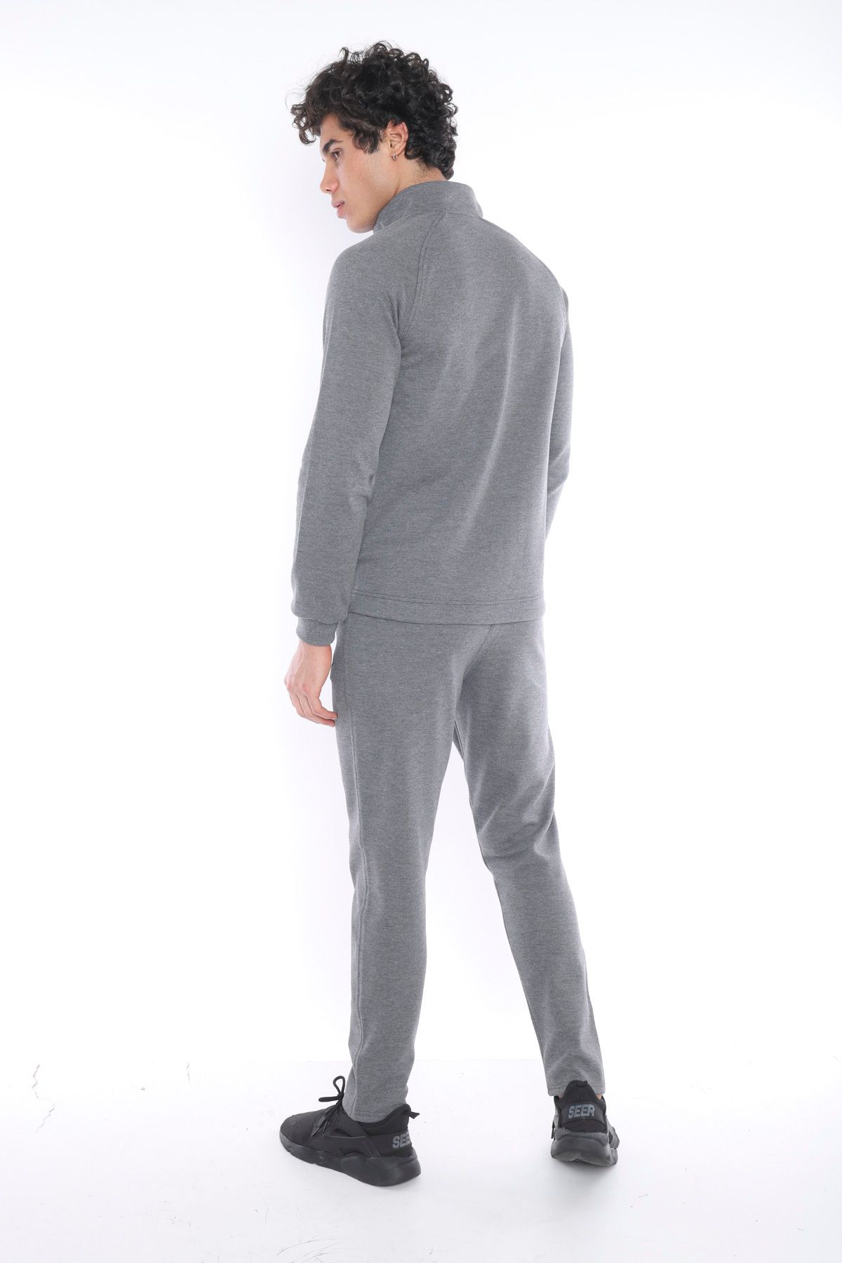 ست گرمکن ورزشی مردانه G3 MELANG MALE LAKOS FABRIC UPRIGHT COLLAR SLIMFIT TEAM 6693 Escetic