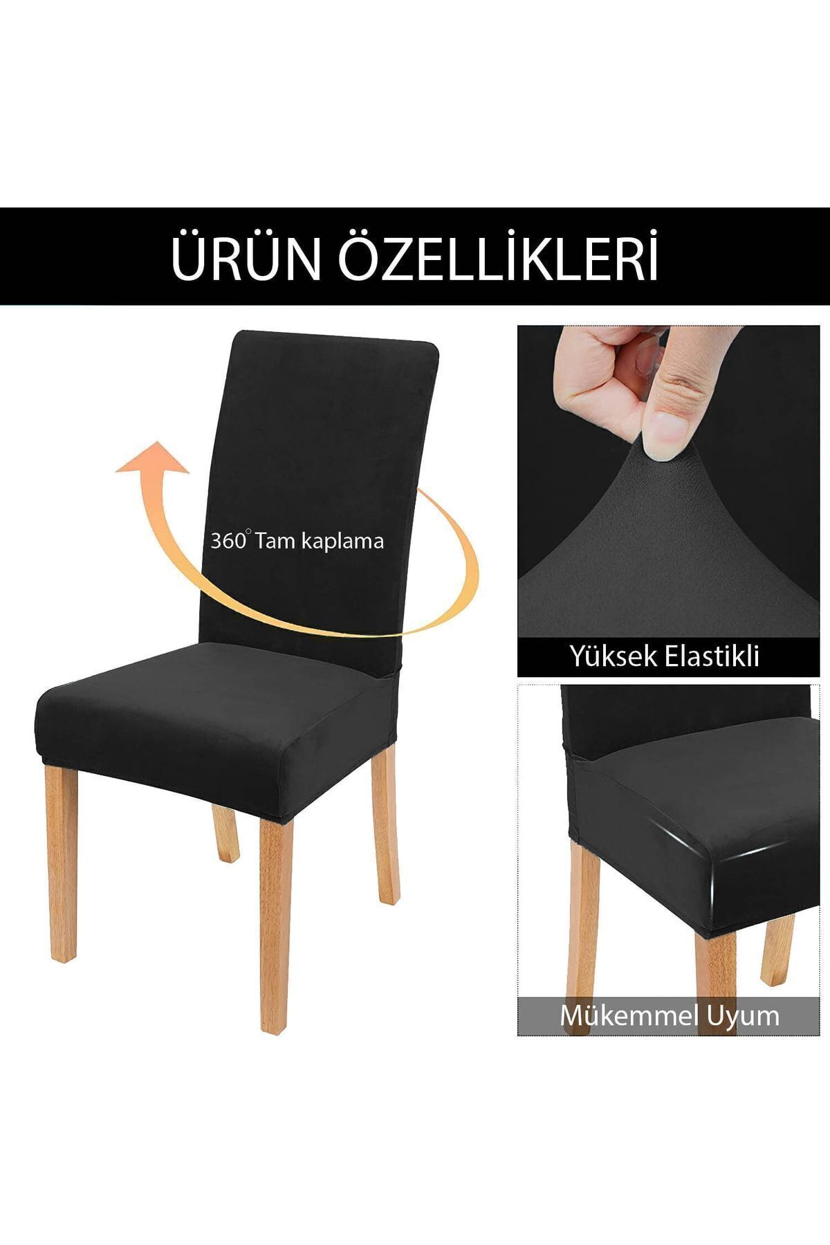 Faiend-Quality Lycra Velvet Chair Cover Chair Cover Kitchen Chair Cover Chair Protection 4 Pieces 3