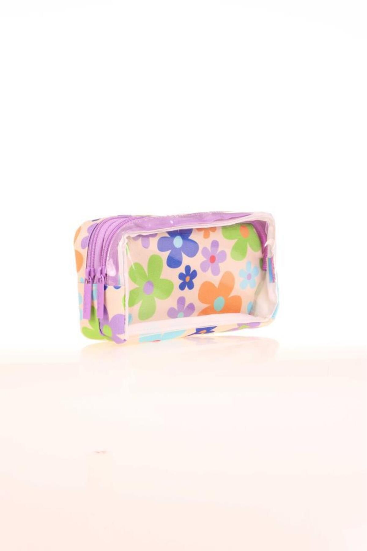 KAUKKO-Spring Pencil Bag - Transparent Colorful Flowers K2613 2