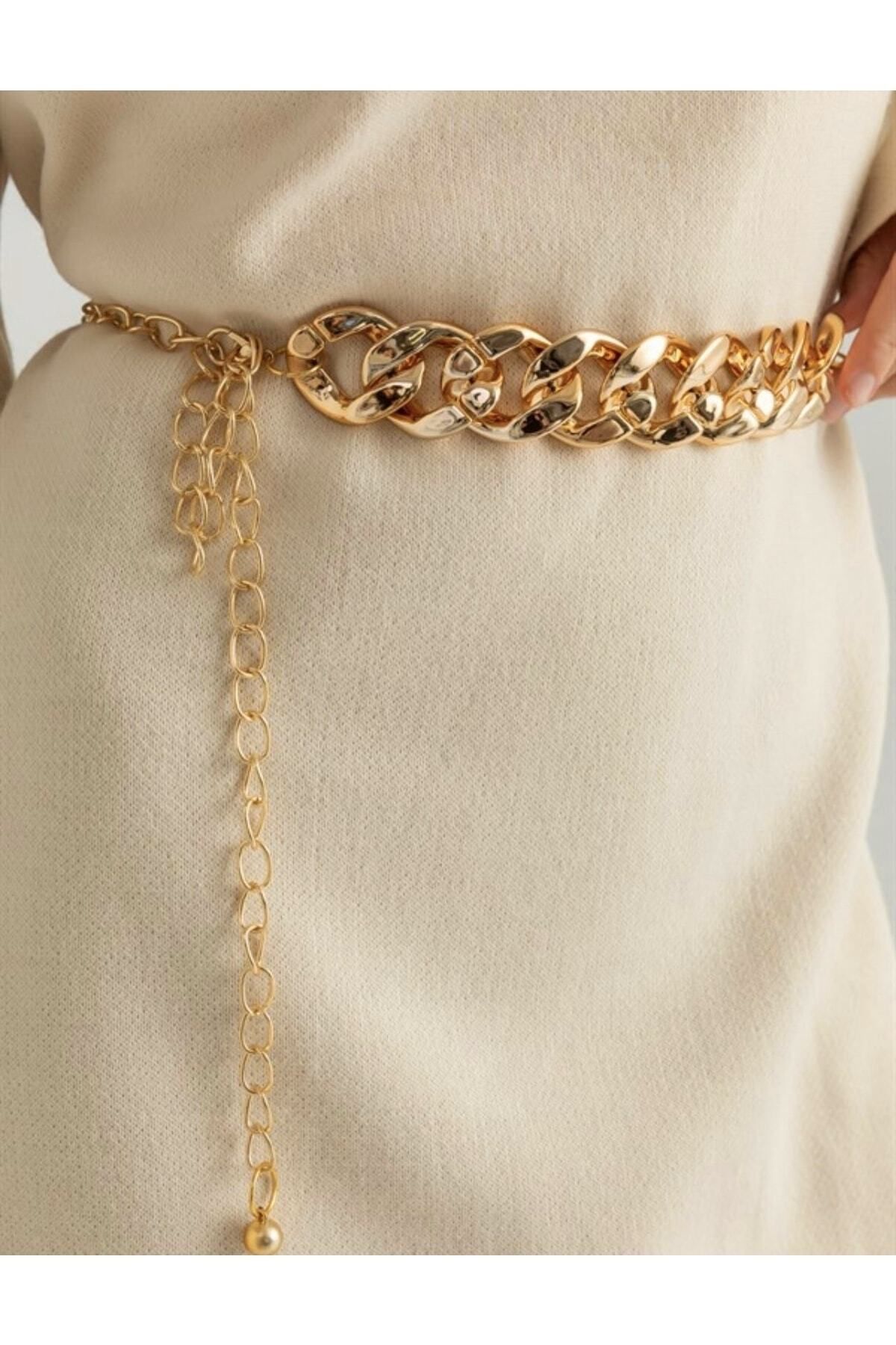 Fiori-Goldfarbener Kettengürtel für Damen 6
