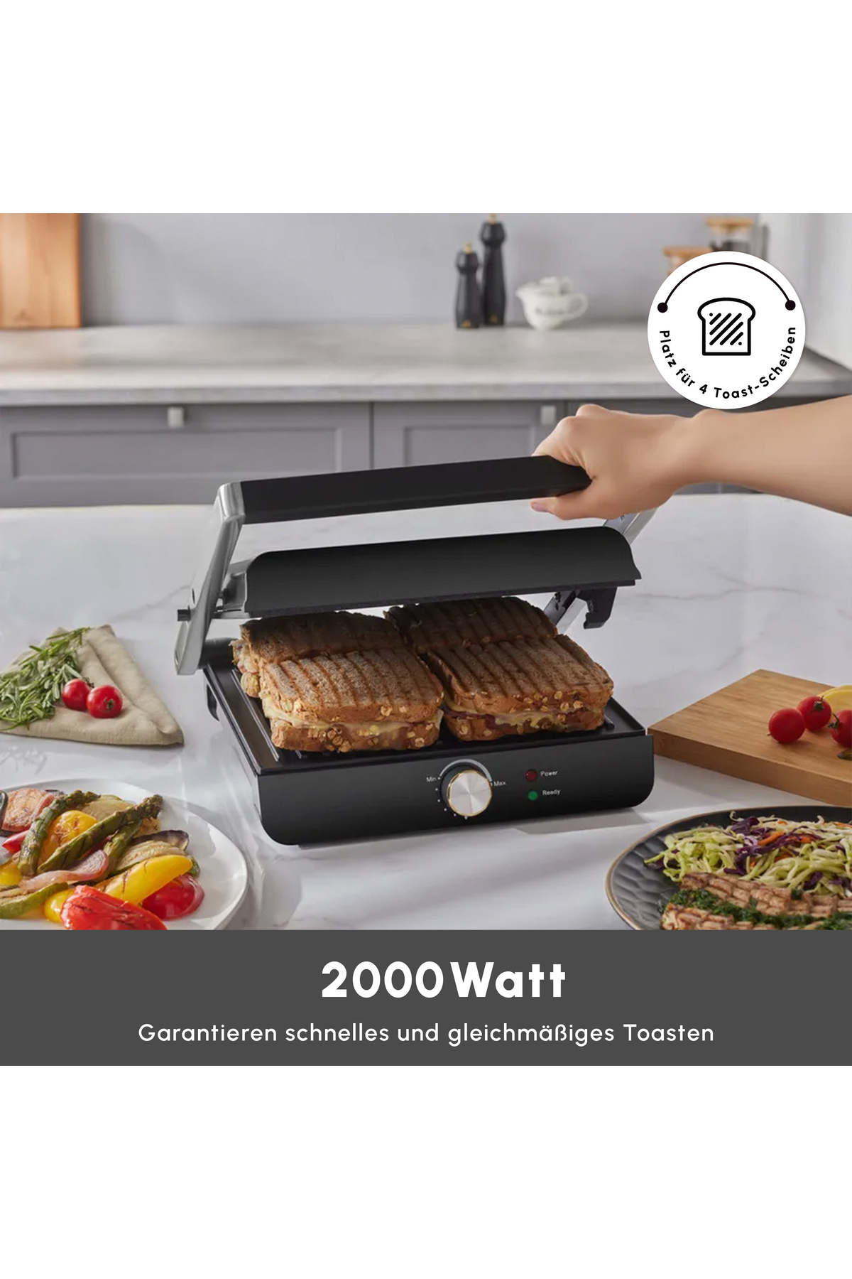 Karaca Toastmaster Inox Toaster und Grillmaschine, 2000W
