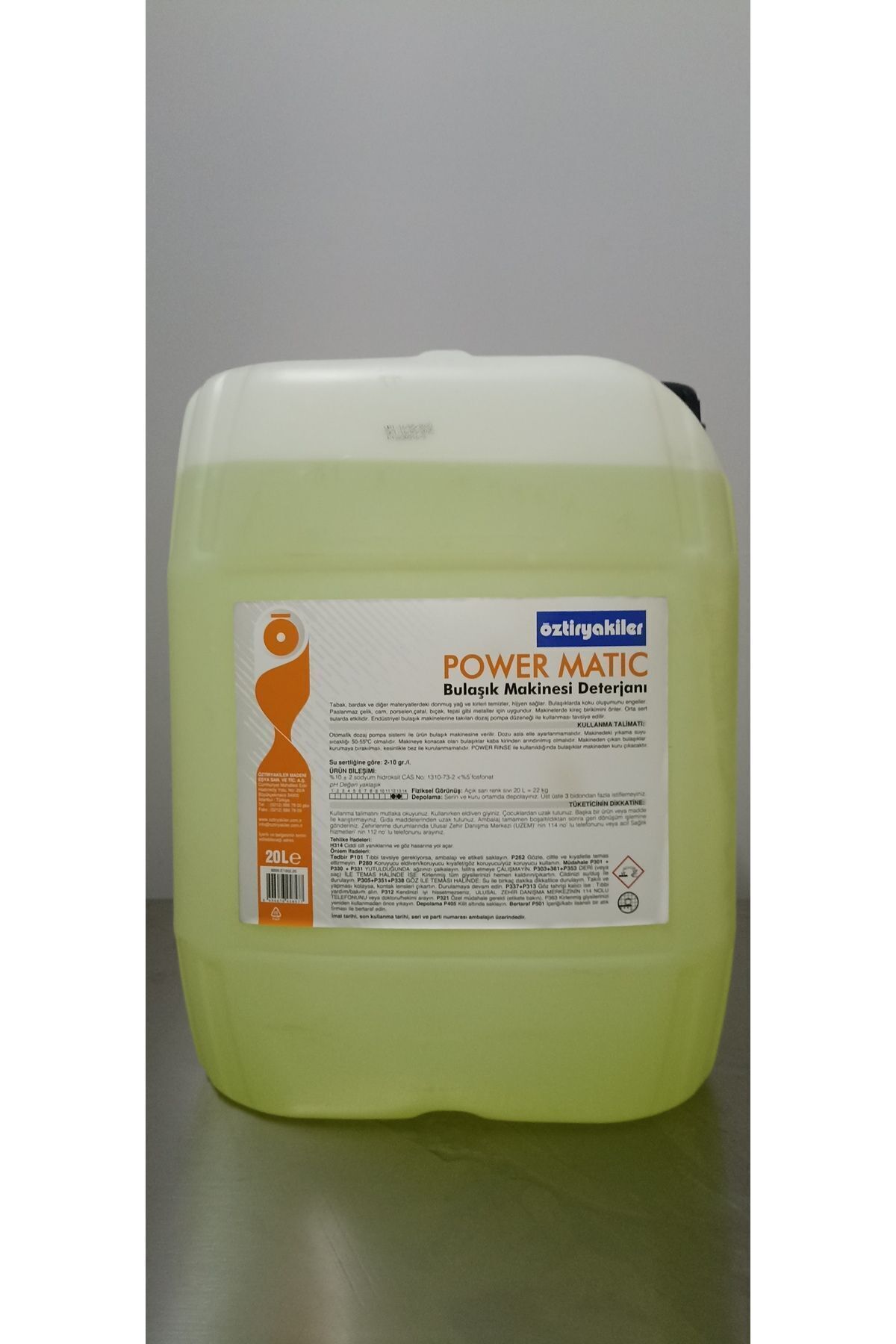 ÖZTİRYAKİLER Öztiryakiler Power Matic Endüstriyel Bulaşık Makinesi Deterjanı