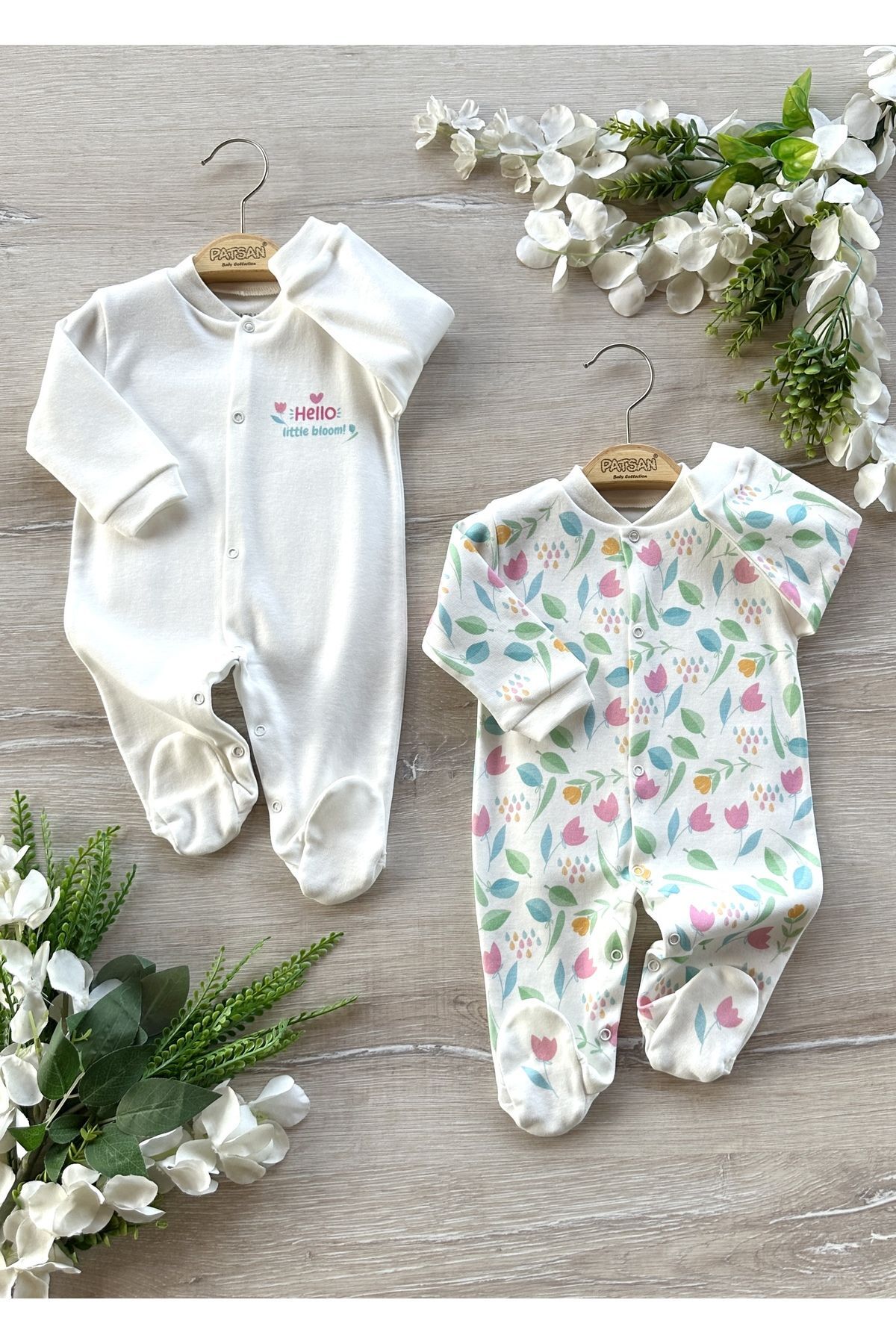 PATSAN 2'li Pamuklu Kız Bebek Patikli Uyku Tulumu Lale fotoğrafı 2 (önizleme)