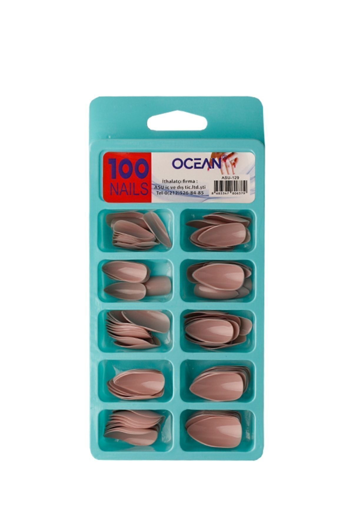129 - جعبه 100 عدد ناخن مصنوعی بادام Ocean